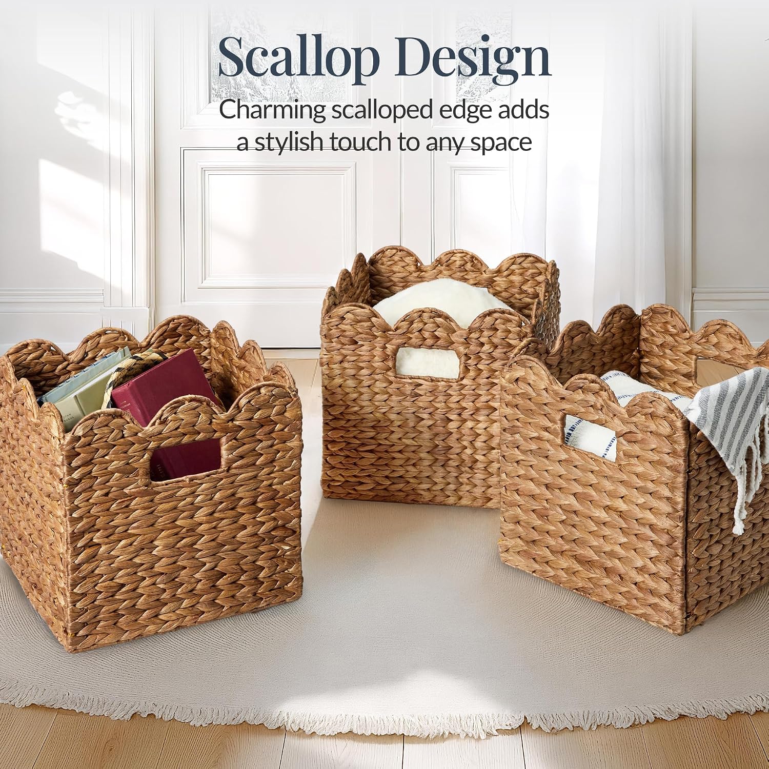 in Scalloped Hyacinth Baskets / 13 x 13 / Chestnut / Set of 5