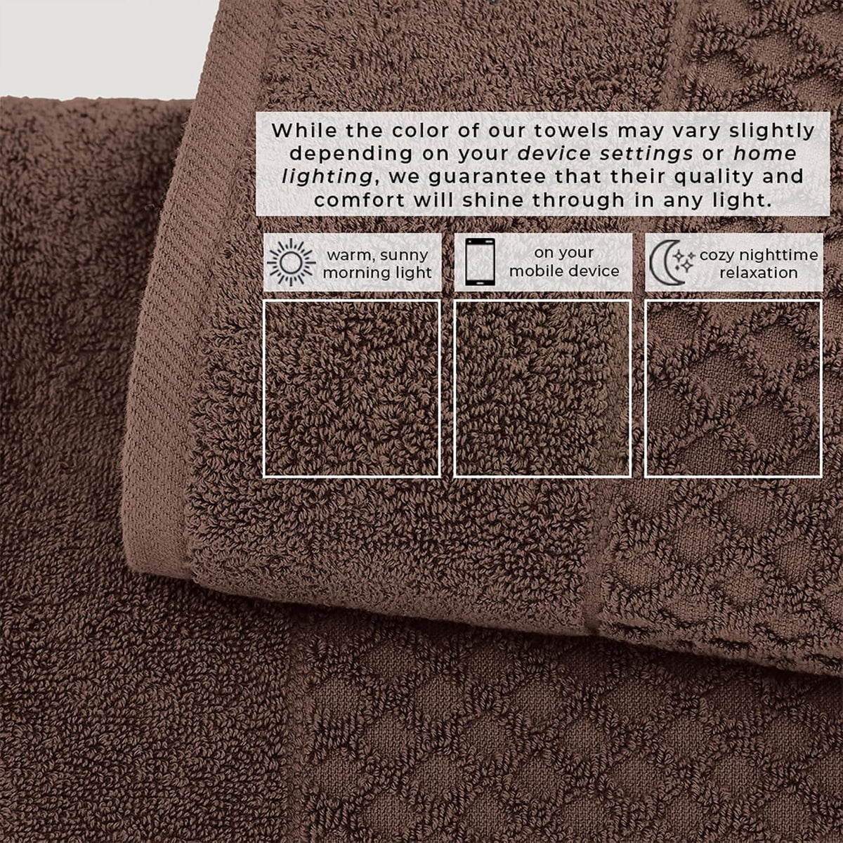 Great Bay Home Bath Towels - 100% Cotton 6 Piece Towel Set - Diamond Waffle Weave - Absorbent, Durable, Quick-Dry