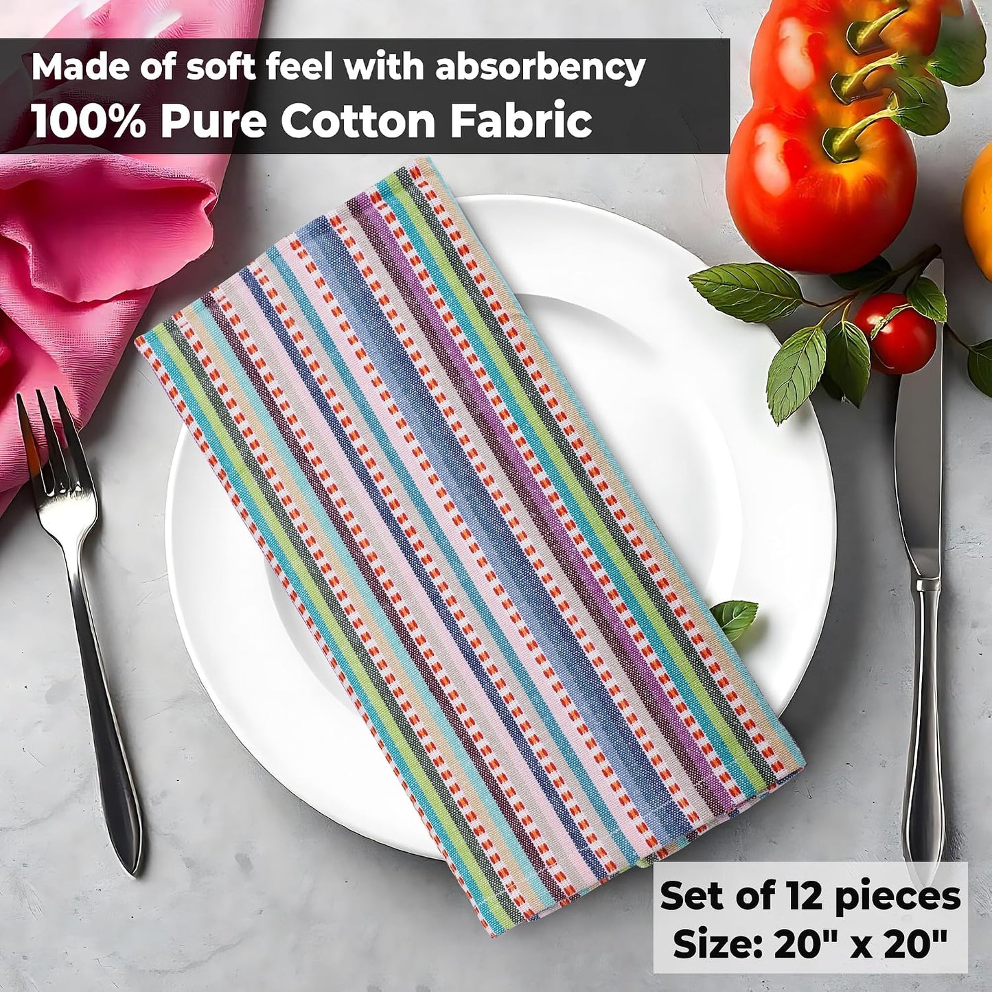 Urban Villa Cloth Napkins 100% Cotton Highly Absorbent Washable Durable Reusable Premium Dinner Napkins Ideal for Gifts