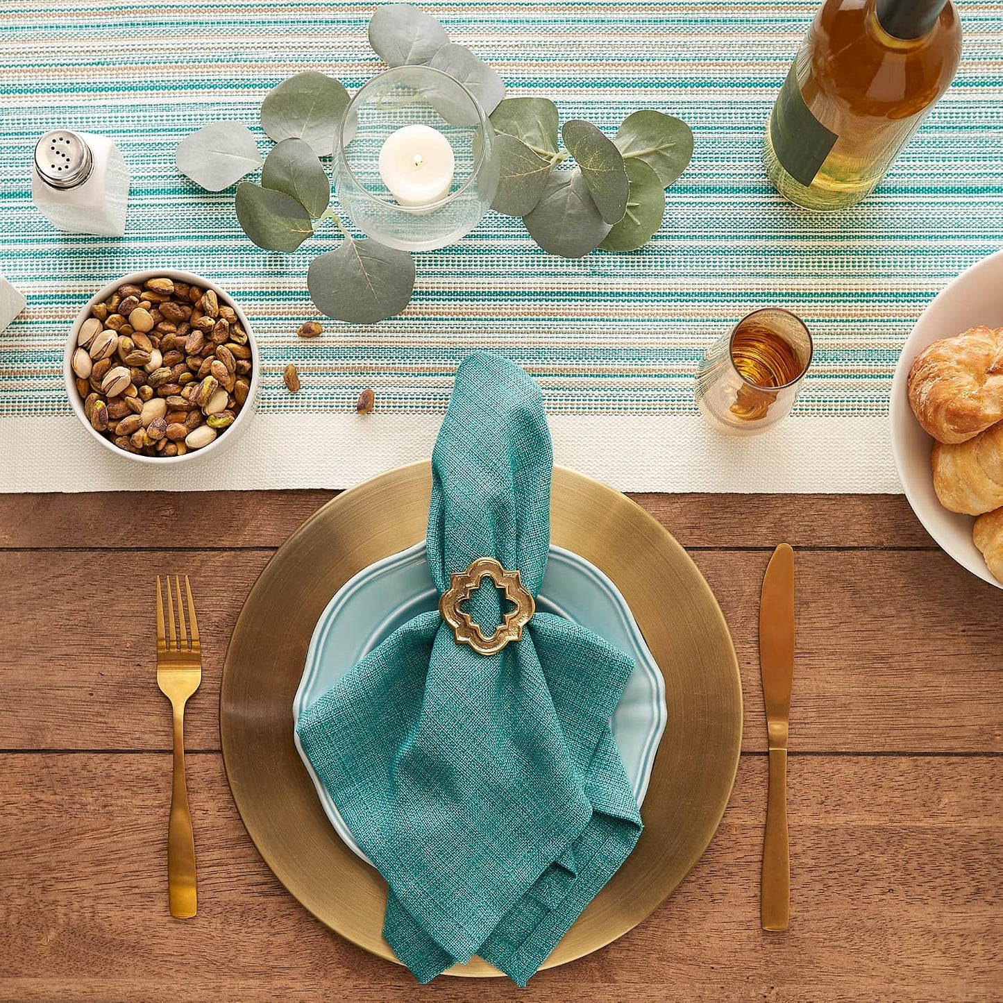 DII Variegated Tabletop Collection, Napkin Set, 20x20, Teal, 6 Piece
