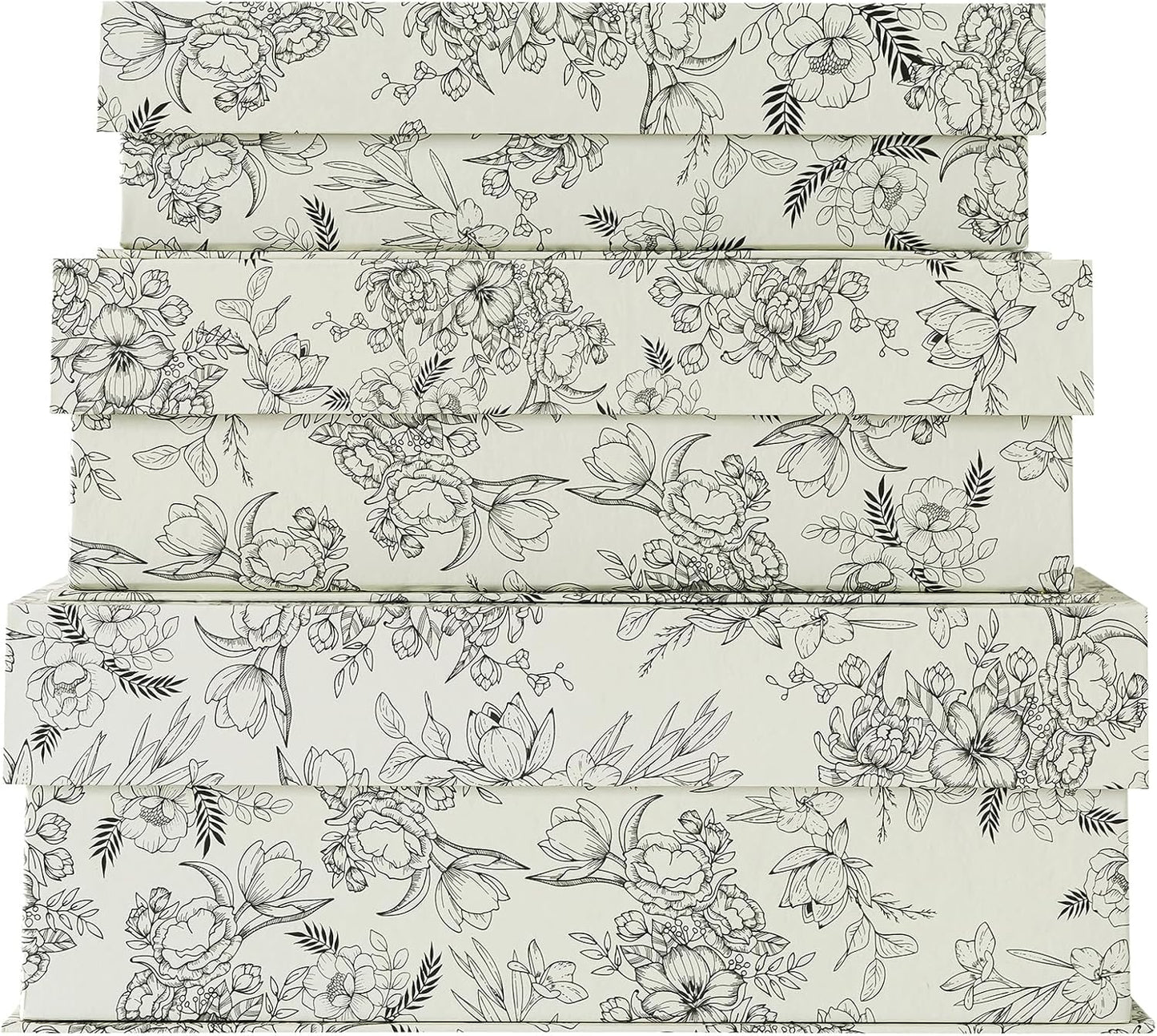 Cardboard Boxes / Decorative Storage Boxes / Elegant Floral / Set of 3