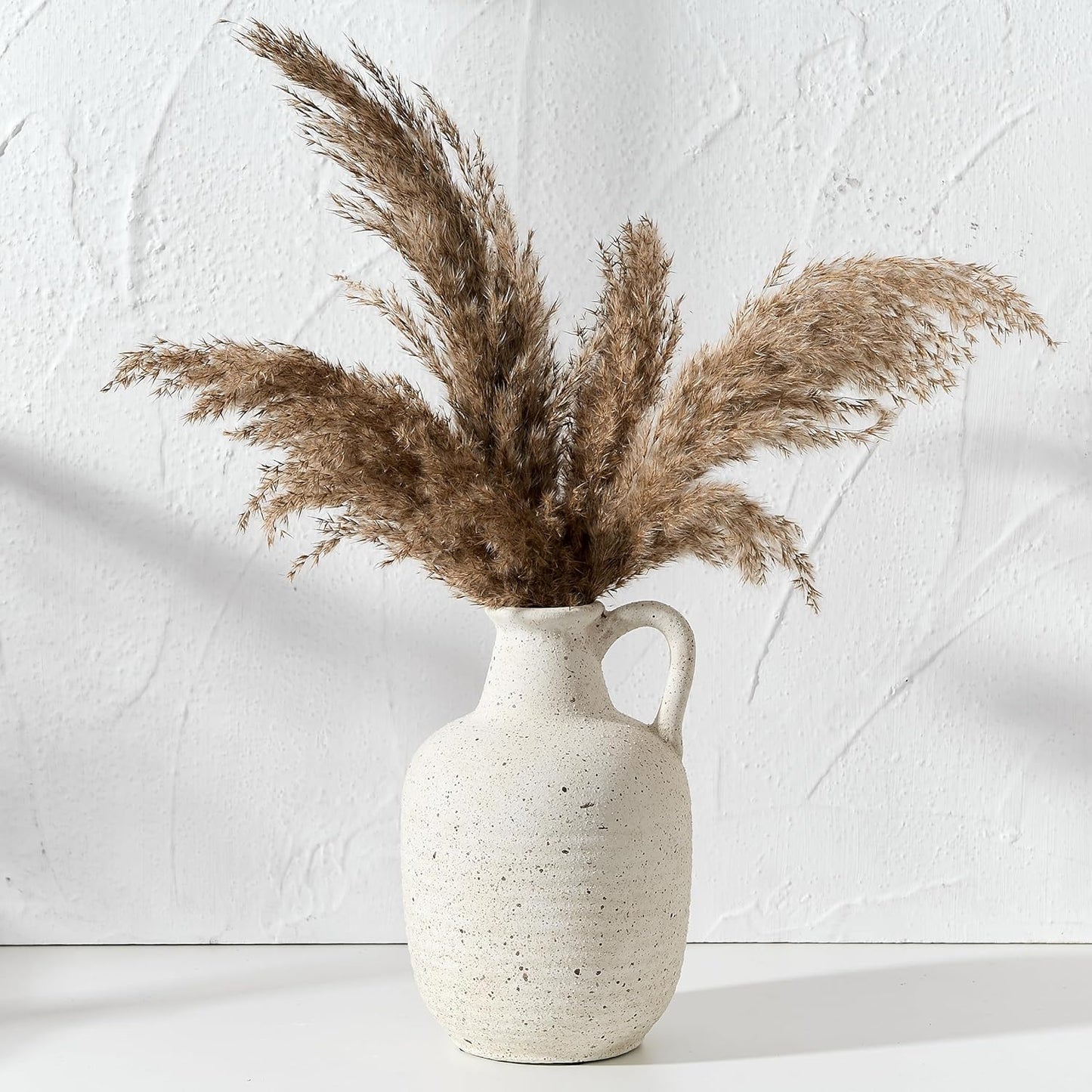 Rustic Ceramic Farmhouse Flower Vase / 19439-speckled White