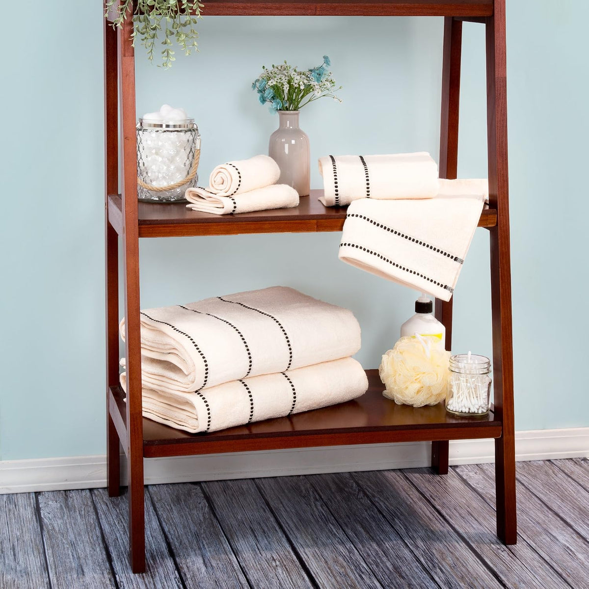 Lavish Home 6PC Towel Set - 525GSM 100% Cotton Bathroom Essentials with 2 Bath Towels, 2 Hand Towels, and 2 Wash Cloths