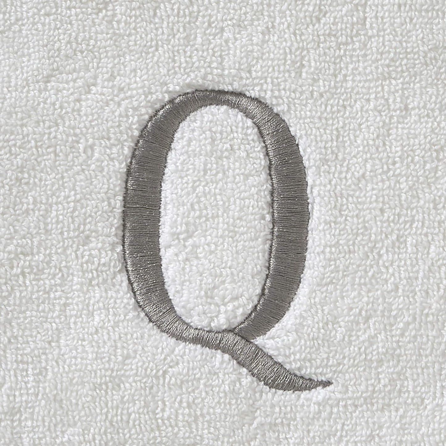 SKL Home Casual Monogram Hand Towel Set-2pc, Embroidered Q, White | Available in letters A-Z. Personalized style for