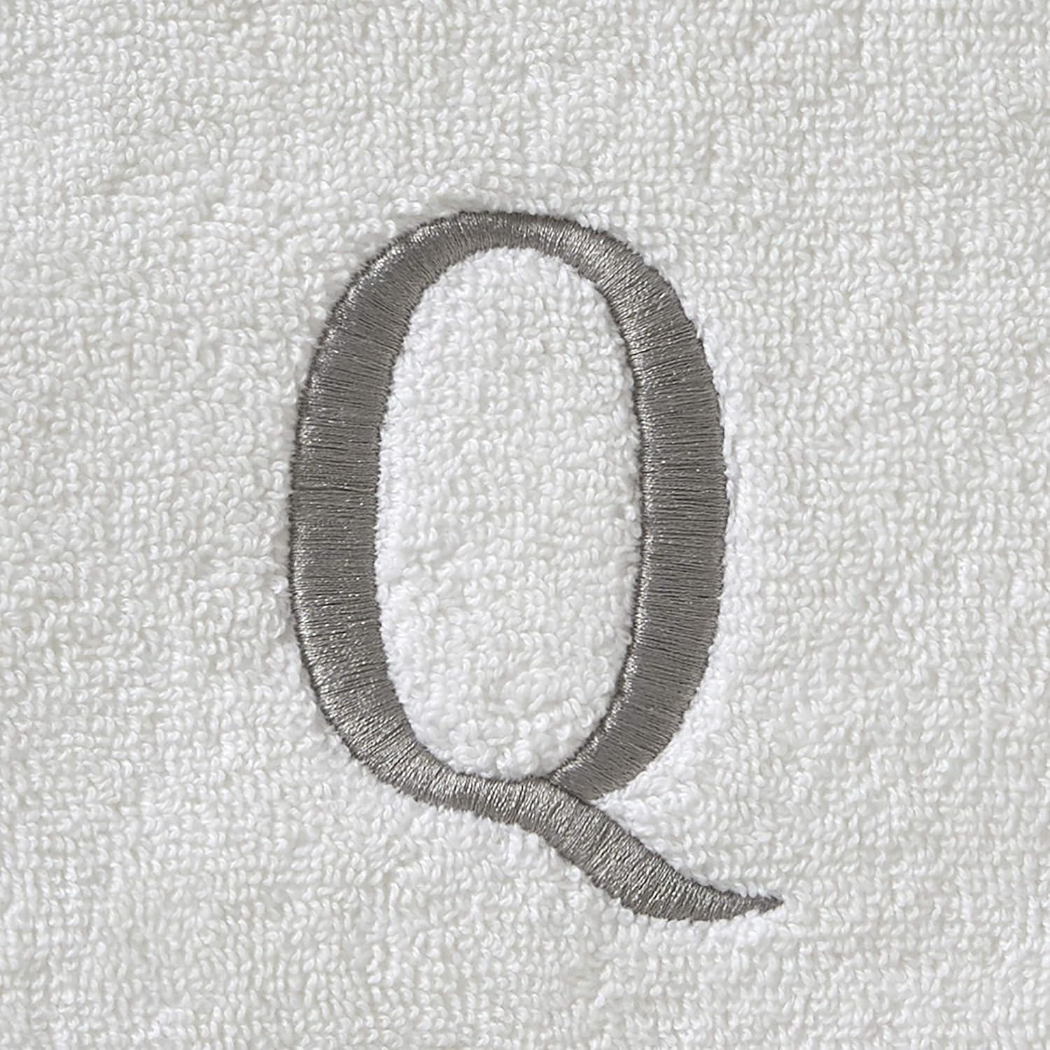SKL Home Casual Monogram Hand Towel Set-2pc, Embroidered Q, White | Available in letters A-Z. Personalized style for