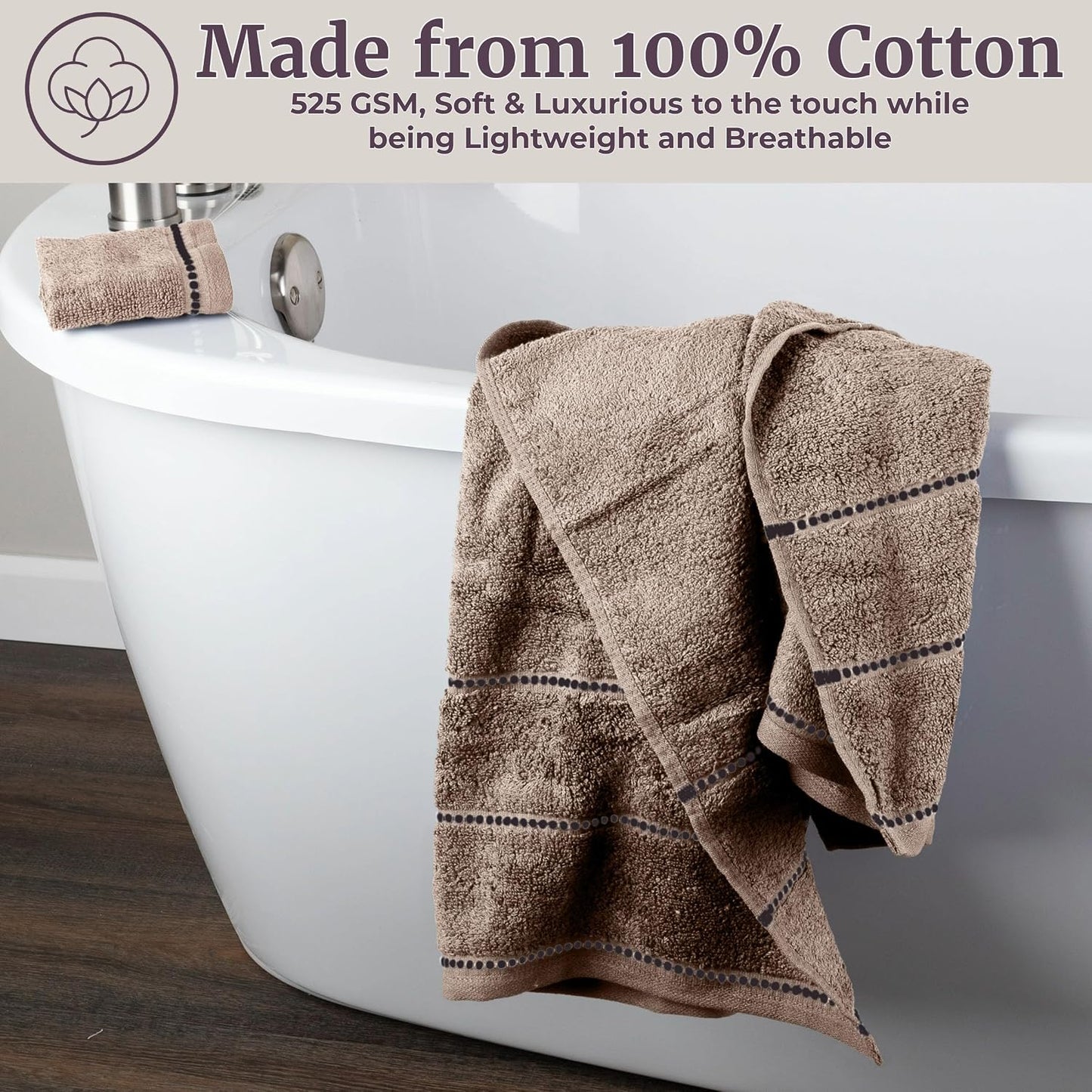 Lavish Home Bathroom Towels Set, Bathroom Accessories, Taupe, Set of 6