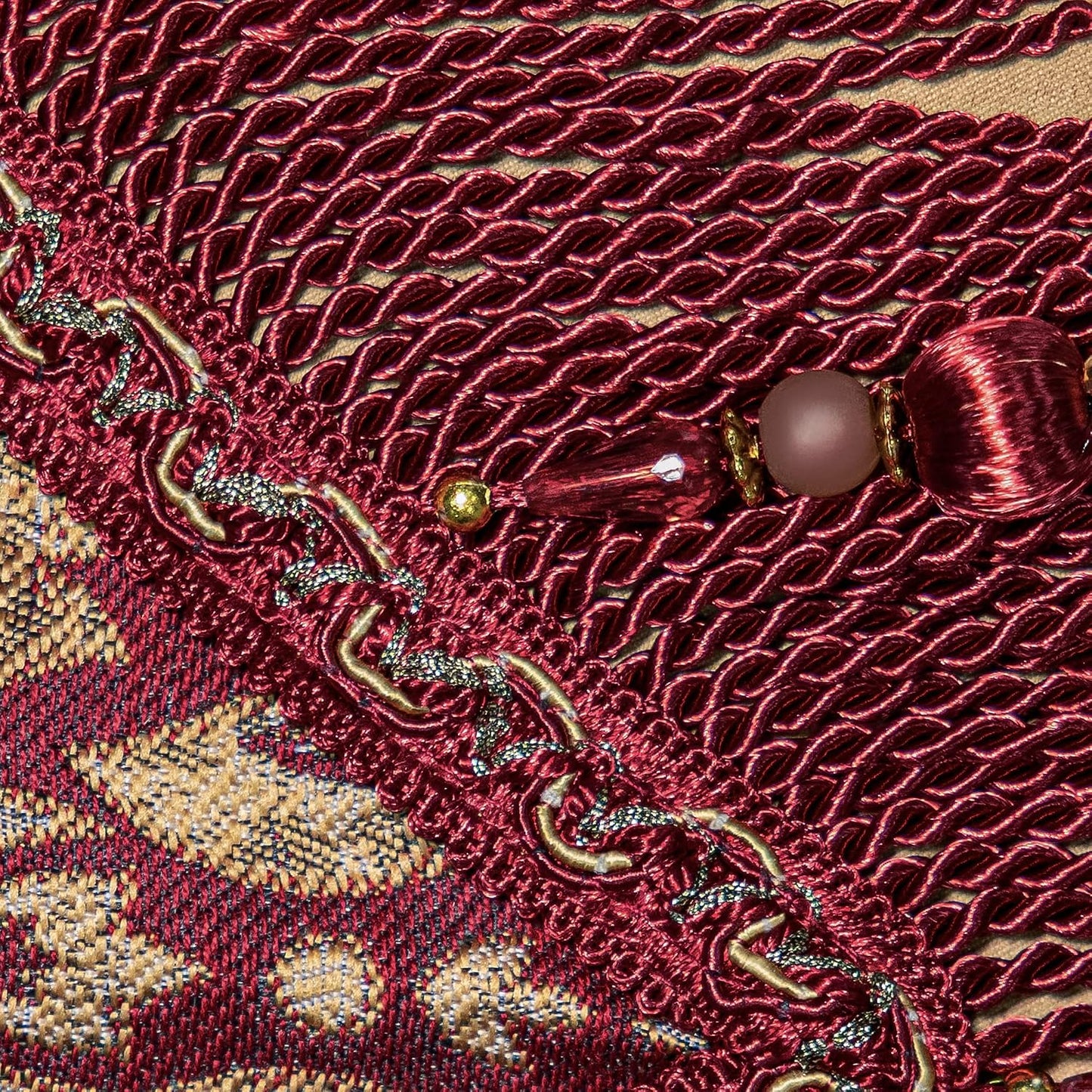 Loom and Mill Luxury Jacquard Damask Table Runner 13x72 inch, Burgundy Red | Thick Fabric Floral Dining Table Runners