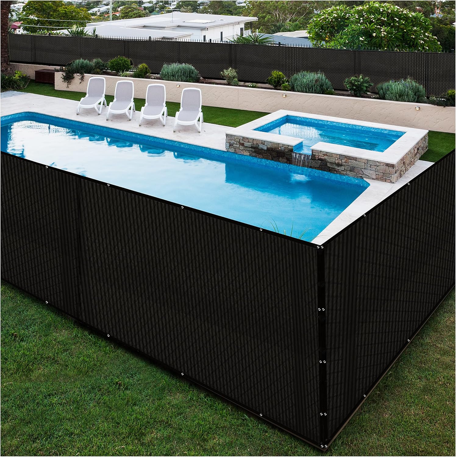 Instant Outdoor Privacy Fence Screen for Any Metal / 5' x 50 / Black
