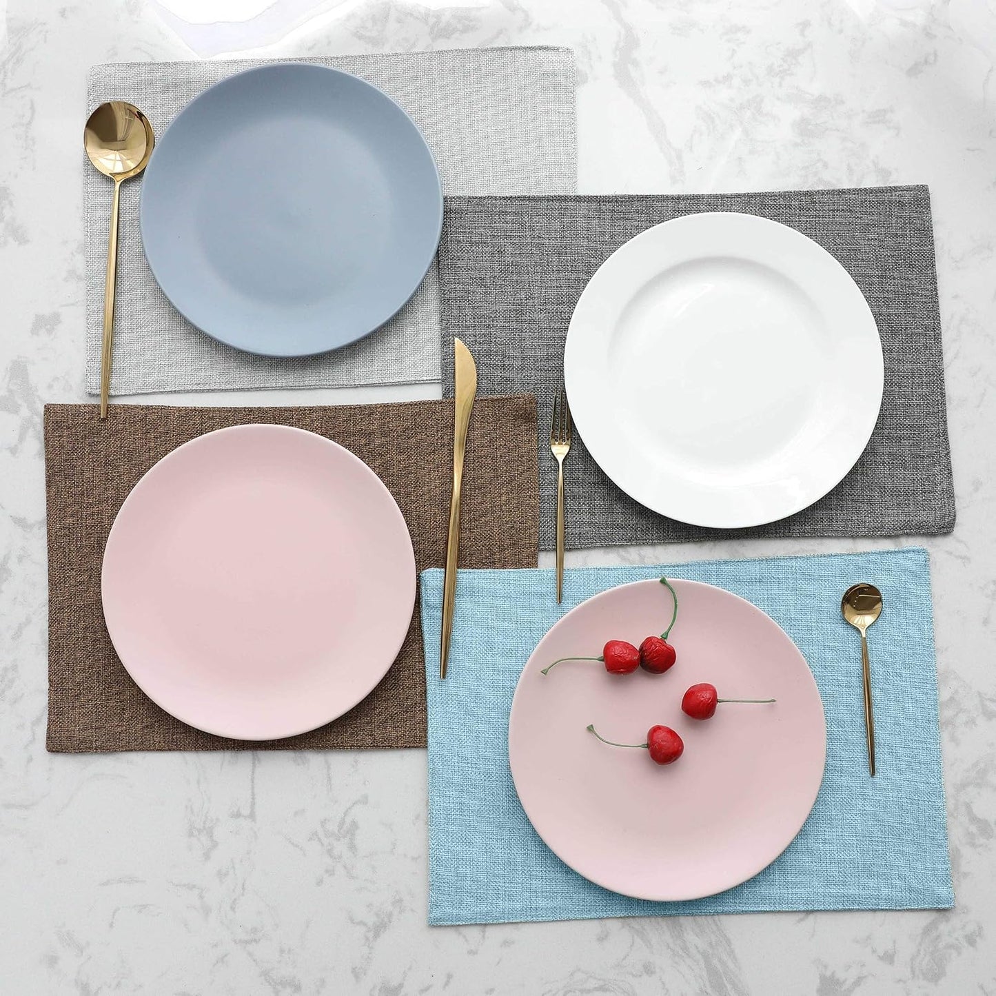 Home Brilliant Cloth Placemats Set of 8 for Holiday Dinner Linen Placemat Heat Resistant Dining Table Place Mats for
