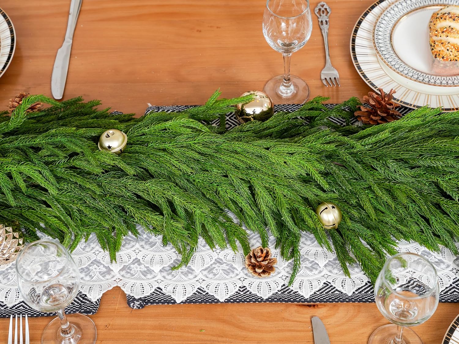 15FT Extra Full Christmas Garland Norfolk Pine Garland Realistic Artificial Christmas Greenery Garland for Mantle