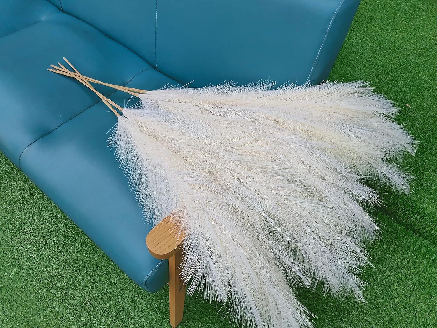 Cream Pampa " 8pcsTall Fluffy Feather Flowers / 43.3 / Faux Beige / Set of 8