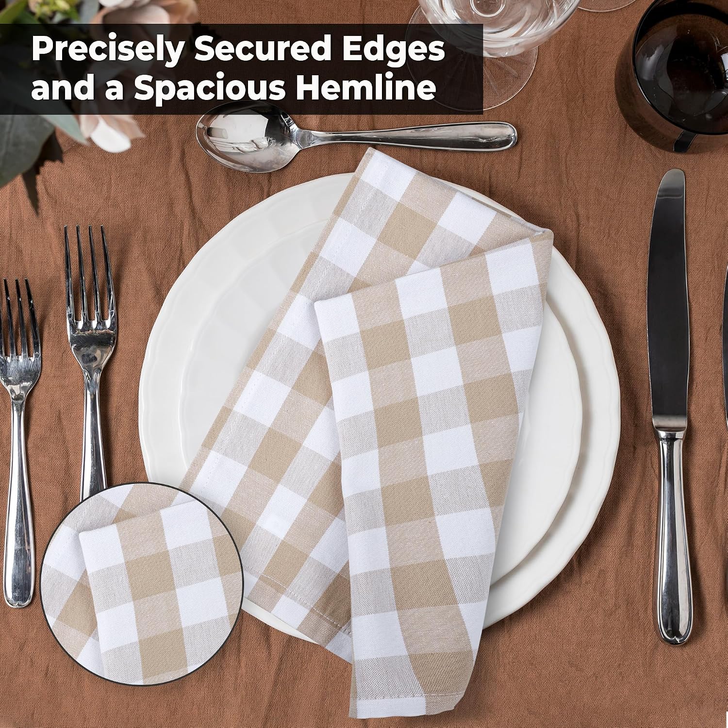Urban Villa Cloth Napkins Cotton 20x20 (Set of 6) Taupe