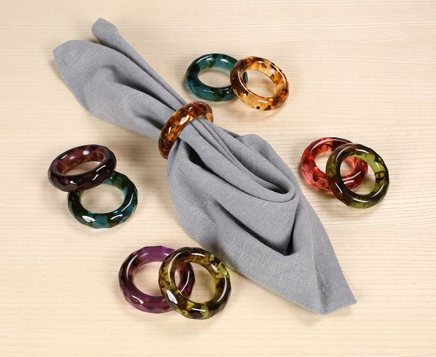 Alpha Living Home Spring Epoxy Resin Napkin Rings, Set of 12, Color | Glossy handcrafted resin, 2.5x2.5x0.5 in each