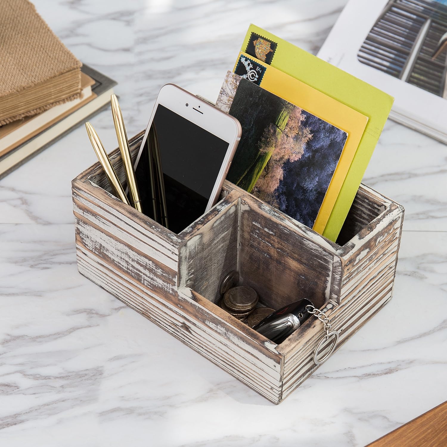 TV Remote Control Holder / Rustic Torched