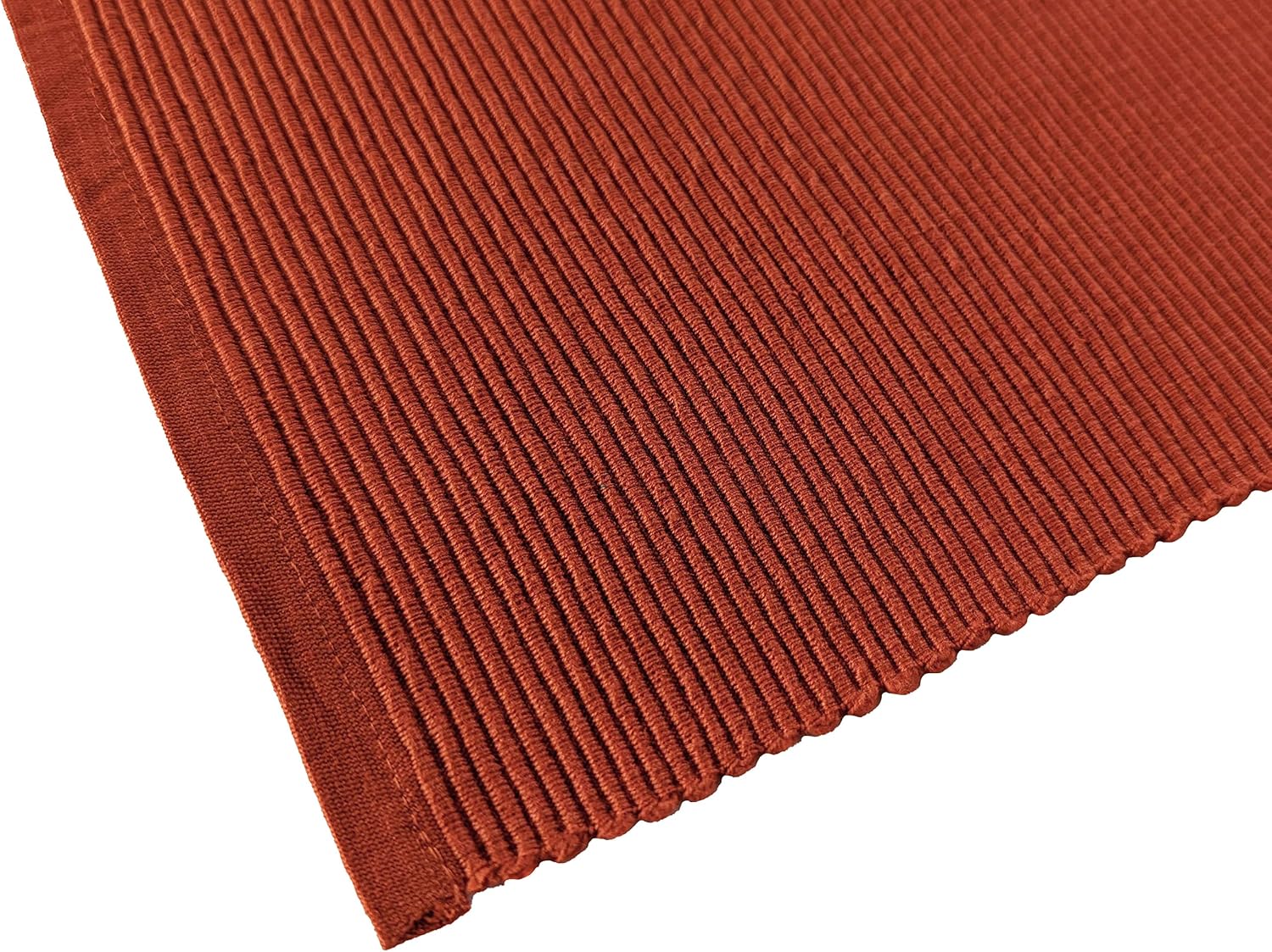 100% Cotton Ribbed Placemats - Set of 4-13 x 19 Inches - Rust/Burnt Orange - Everyday/Thanksgiving/Fall - Thick
