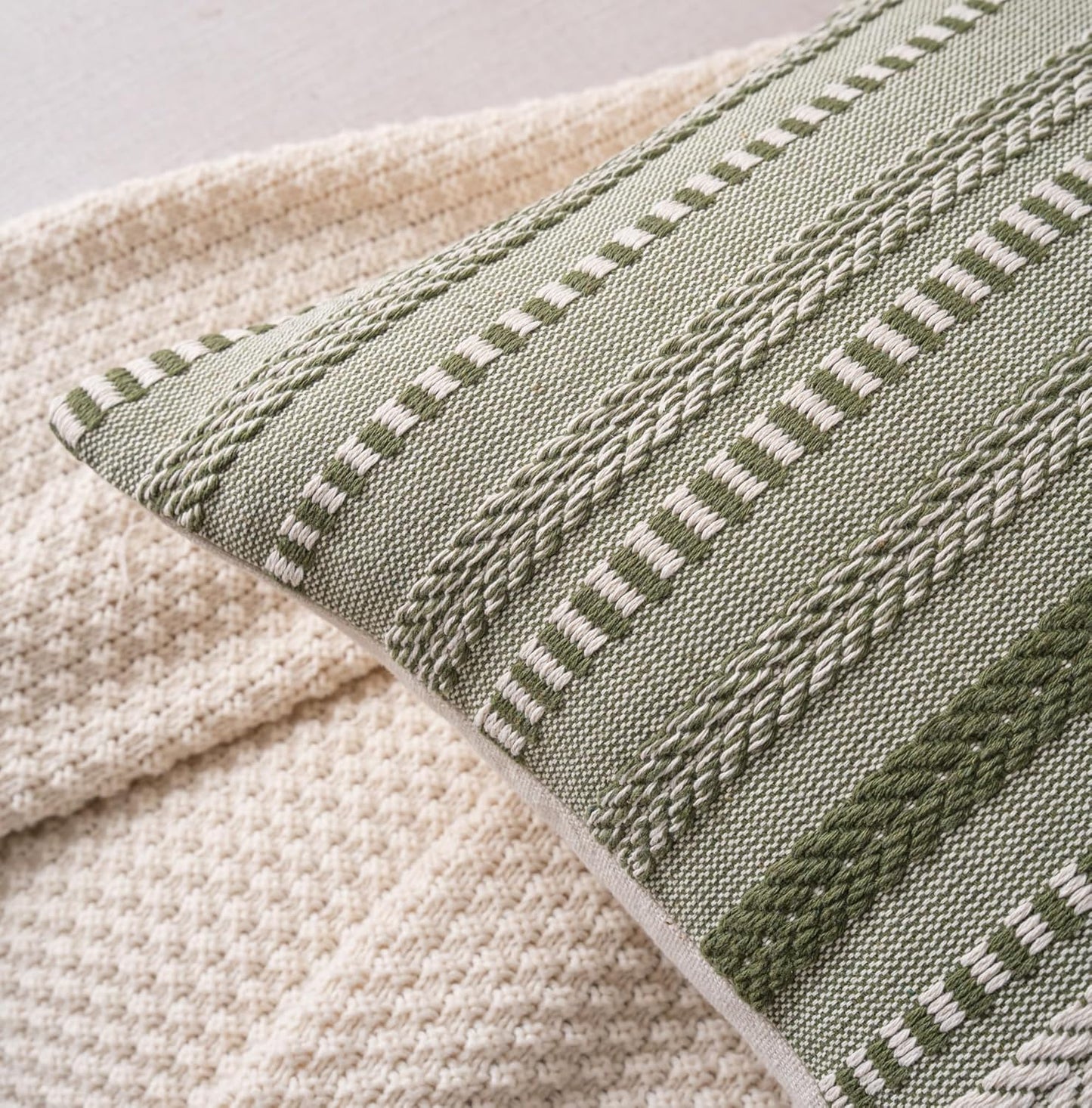 Boho Throw Pillow Covers / Green / 18 x 18 / Set of 2
