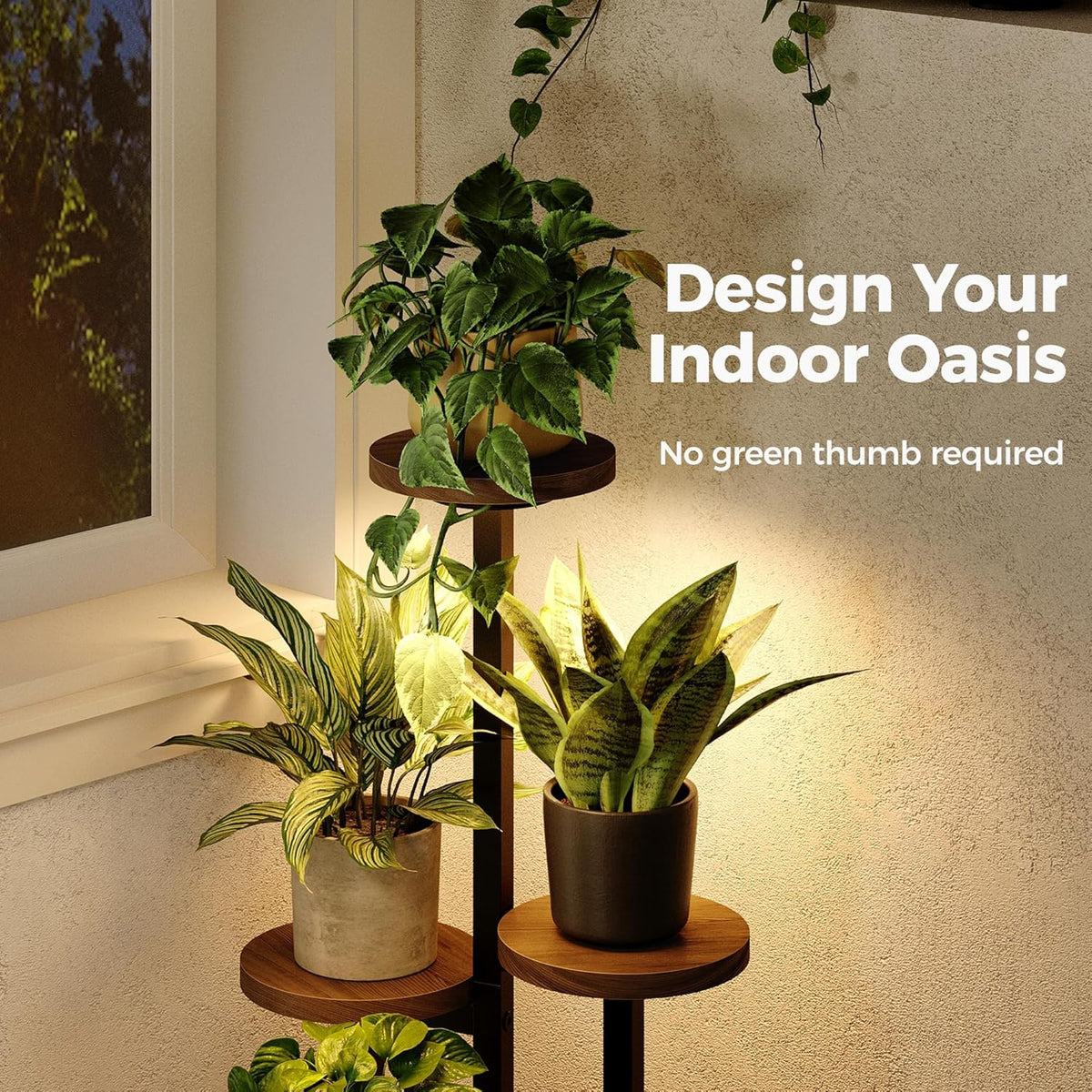 Bamworld Plant Stand with Grow Lights Corner Plant Stand 4 Tier | plant holders for Multiple Plants Tall Corner Plant