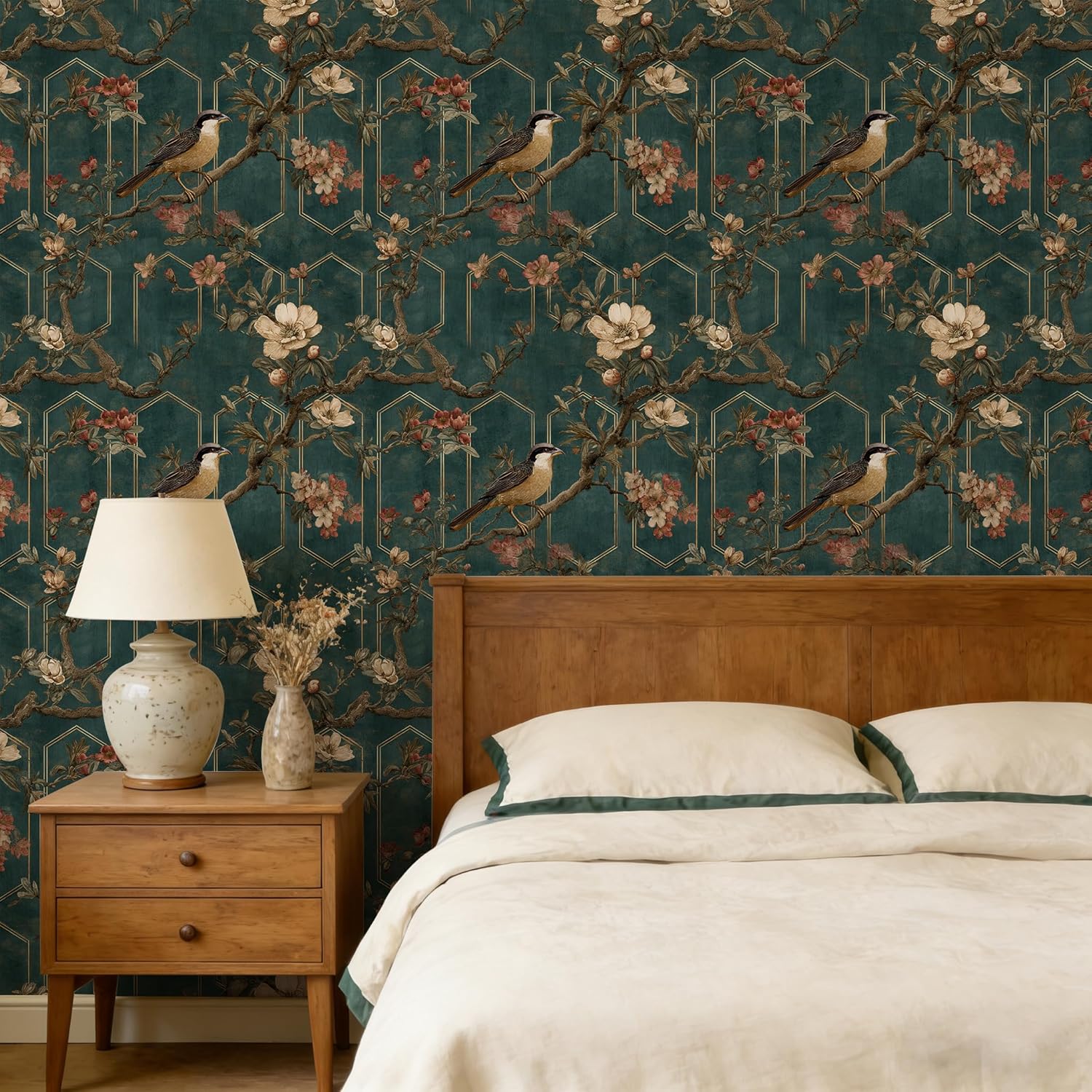New Chinese Style Wallpaper Peel and Stick / Chinese002 / 17.7 x 118.1 / Teal