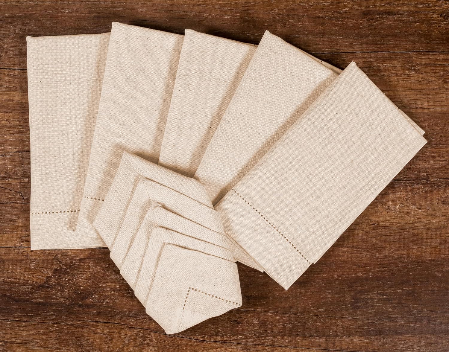 Lightnpro Flax Linen Napkins Set of 12 – Hemstitched Dinner Cloth Napkins, Washable and Reusable Natural Flax Napkins