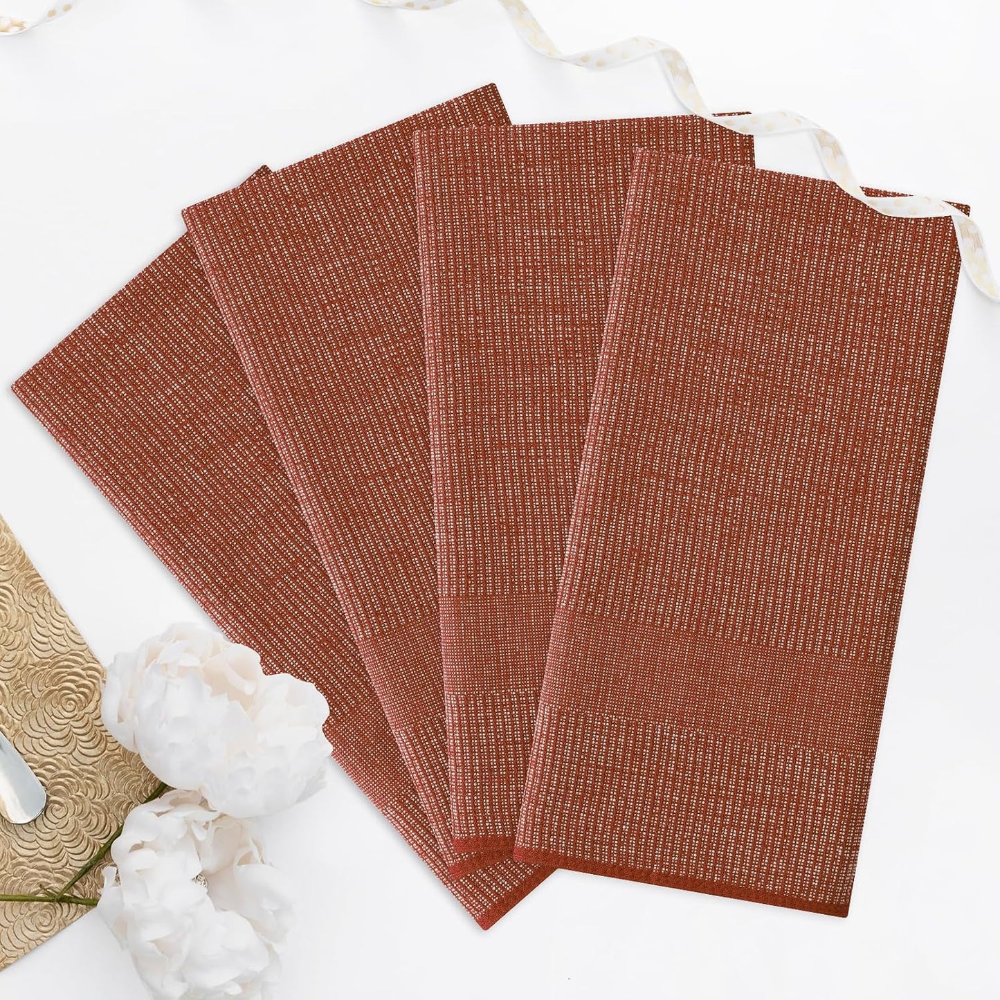 Homaxy 380 GSM Cotton Premium Kitchen Towels 6 Pack, 18"x 28", Rust | Flat and Terry Dish Towels, Highly Absorbent Tea