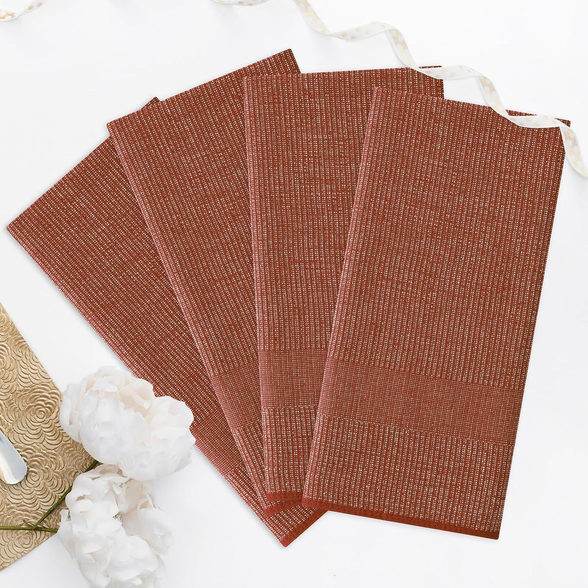 Homaxy 380 GSM Cotton Premium Kitchen Towels 8 Pack, 18"x 28", Rust | Flat and Terry Dish Towels, Highly Absorbent Tea