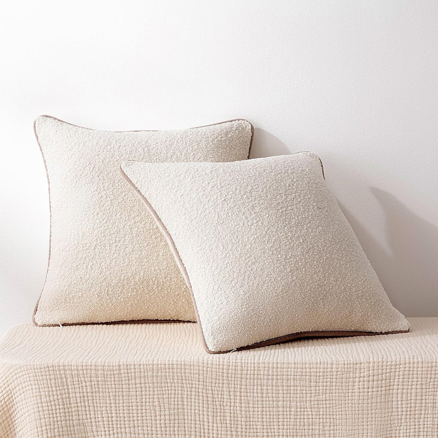 Boucle Throw Pillow Covers / White / 18 x 18 / Set of 2