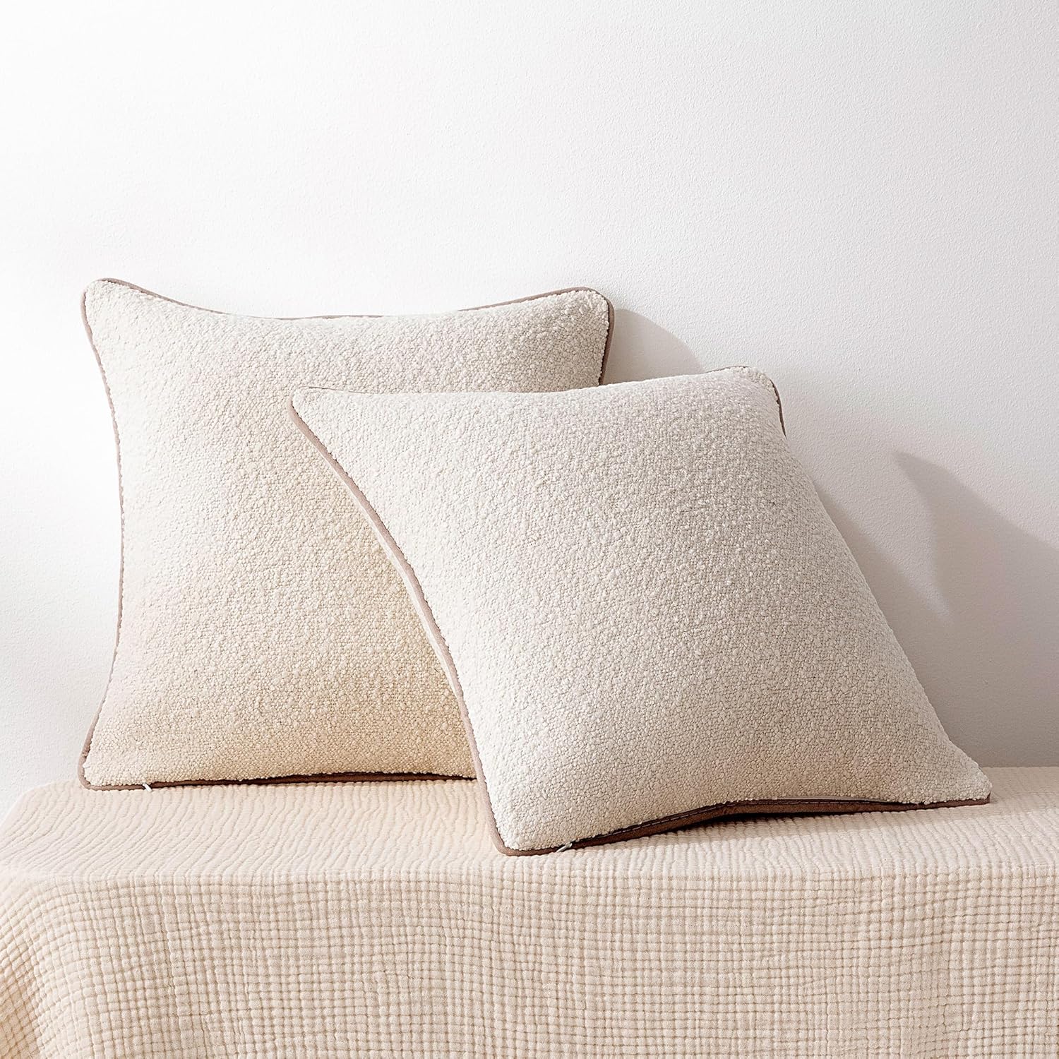 Boucle Throw Pillow Covers / White / 18 x 18 / Set of 2