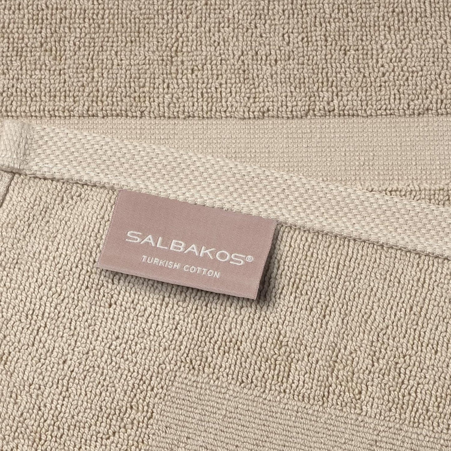 SALBAKOS 2-Piece 100% Turkish Cotton Bath Mat Towel, 20x34 inch, Taupe | Bathroom Floor Towels, Thick Soft Most