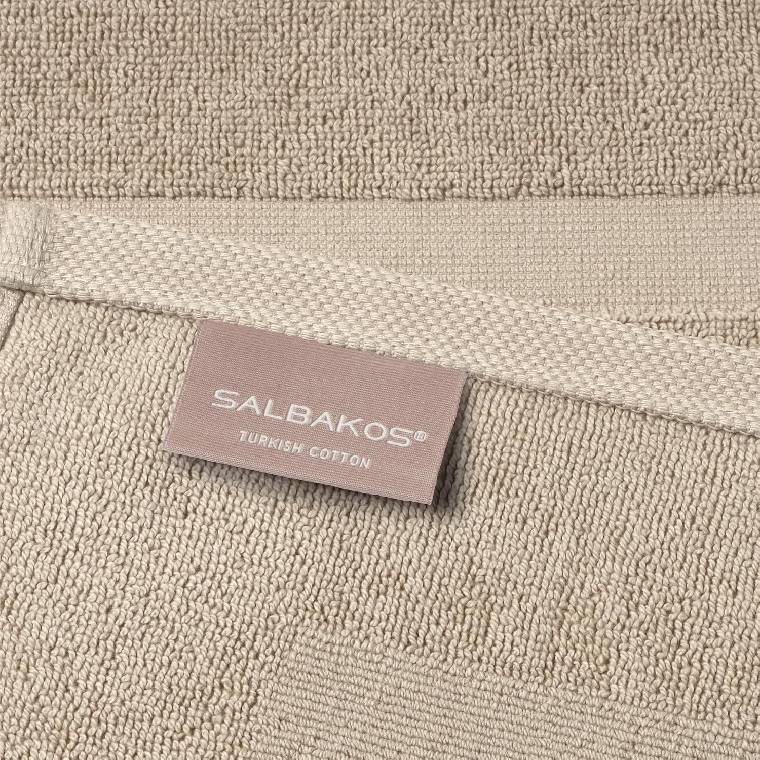 SALBAKOS 2-Piece 100% Turkish Cotton Bath Mat Towel, 20x34 inch, Taupe | Bathroom Floor Towels, Thick Soft Most