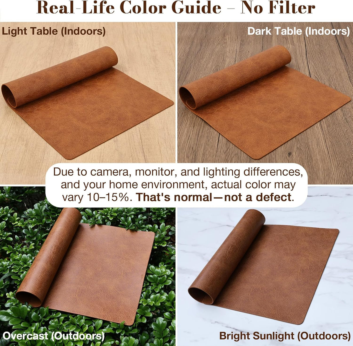 Roxifina Vinyl Placemats Set of 8 - Faux Leather Waterproof Washable PU Place Mats, Heat Resistant 12 x 17 Inch Easy