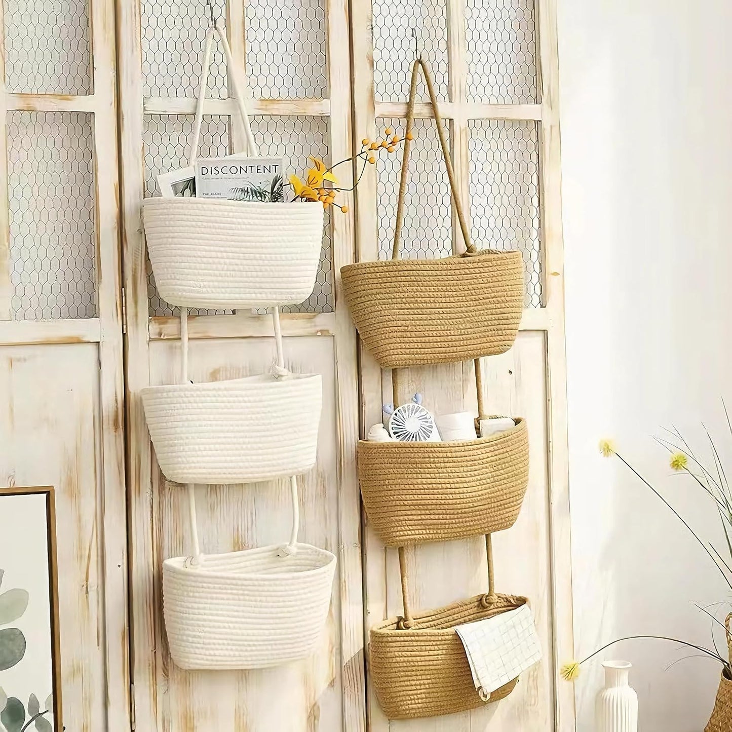 Wall Hanging Cotton Baskets / Brown