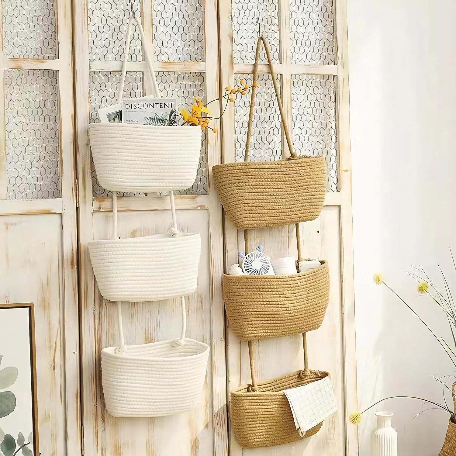 Wall Hanging Cotton Baskets / Brown