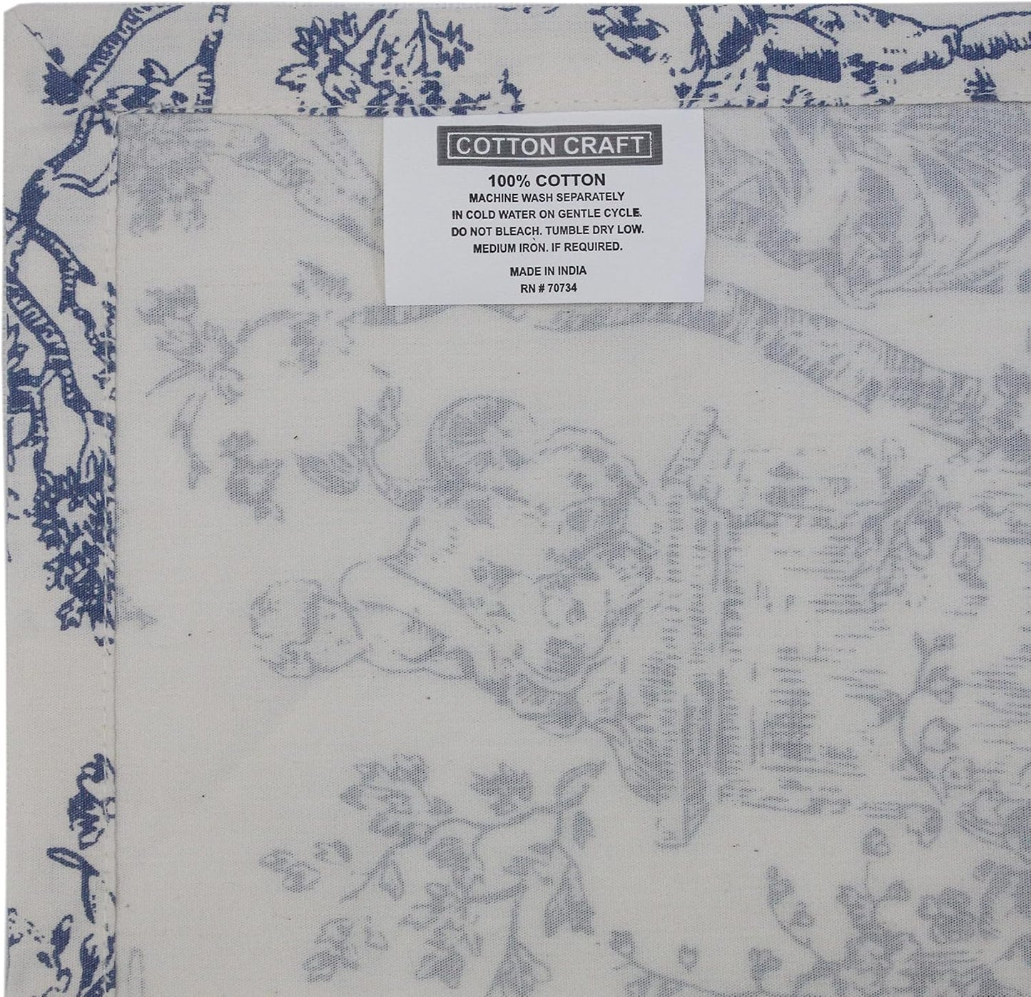 COTTON CRAFT Cloth Napkin - French Country Toile 12 Pack 100% Cotton Napkin | 18x18 inches - Blue - Soft Absorbent