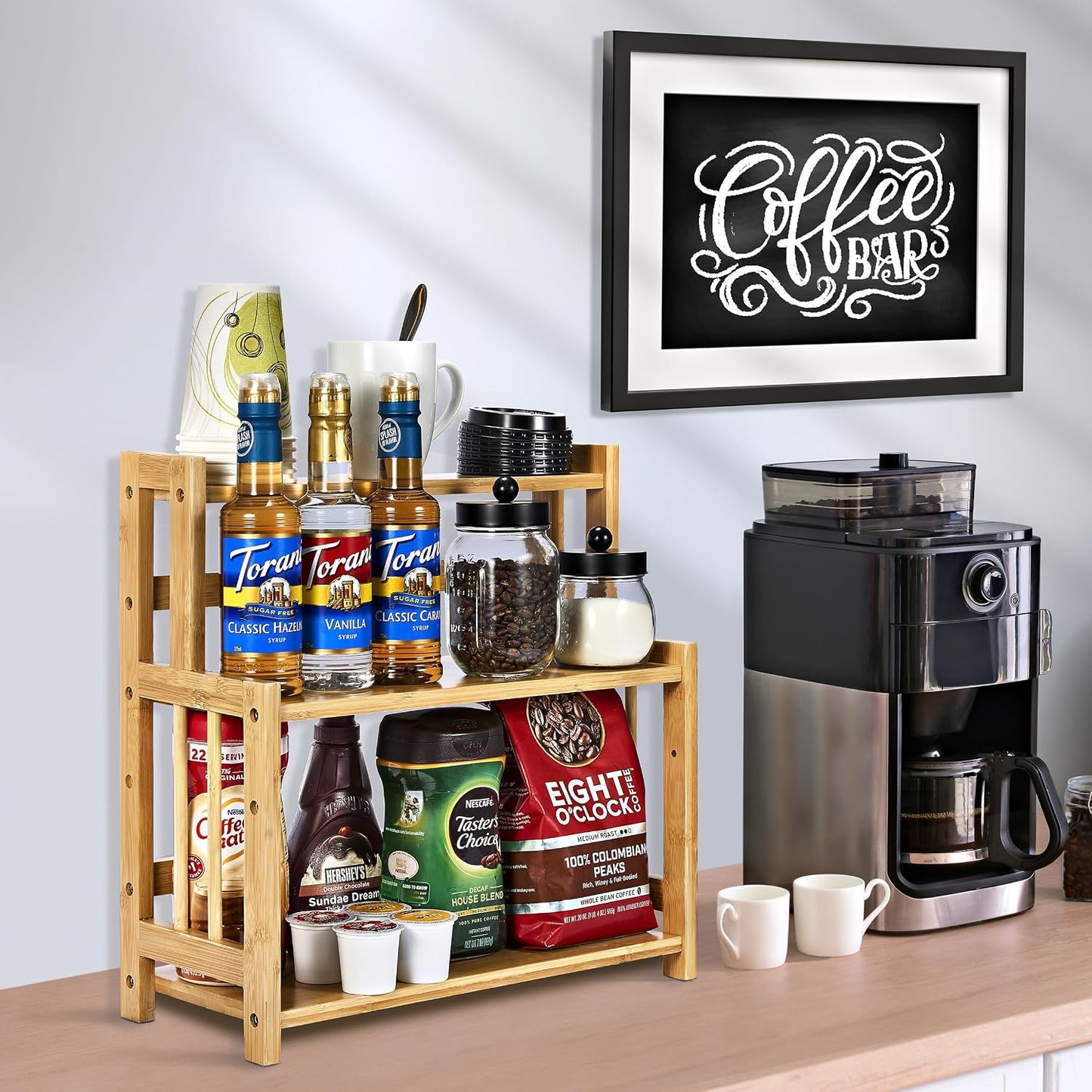 Sorbus Kitchen Countertop Organizer, 3-Tier Bamboo Storage Shelf Rack | Wooden counter display for spices, soap, skin