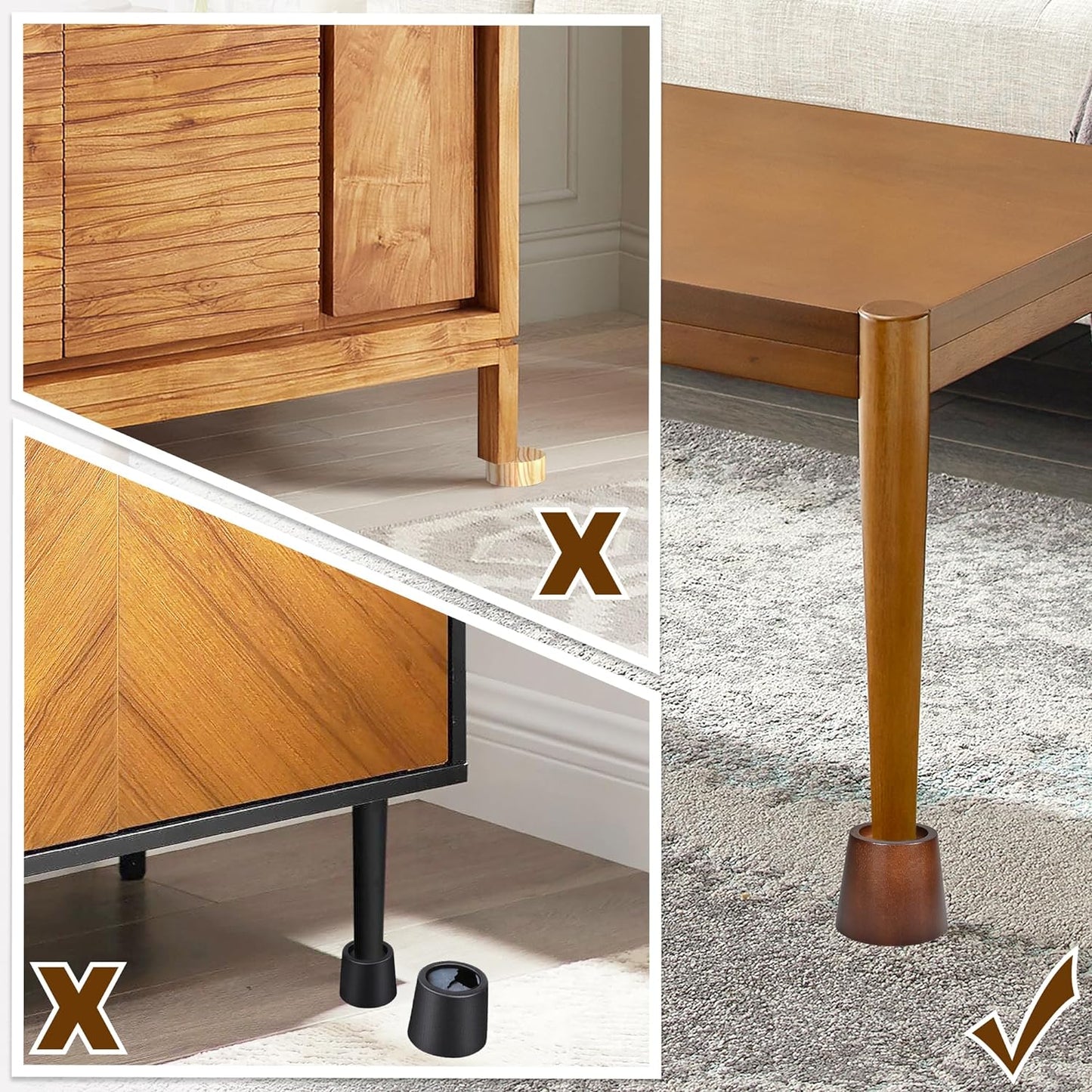 Wooden Bed Risers 3 Inch Round Furniture Risers Set of 6, Heavy Duty Wood Bed Lifts Risers for Bed Frame, Table, Sofa