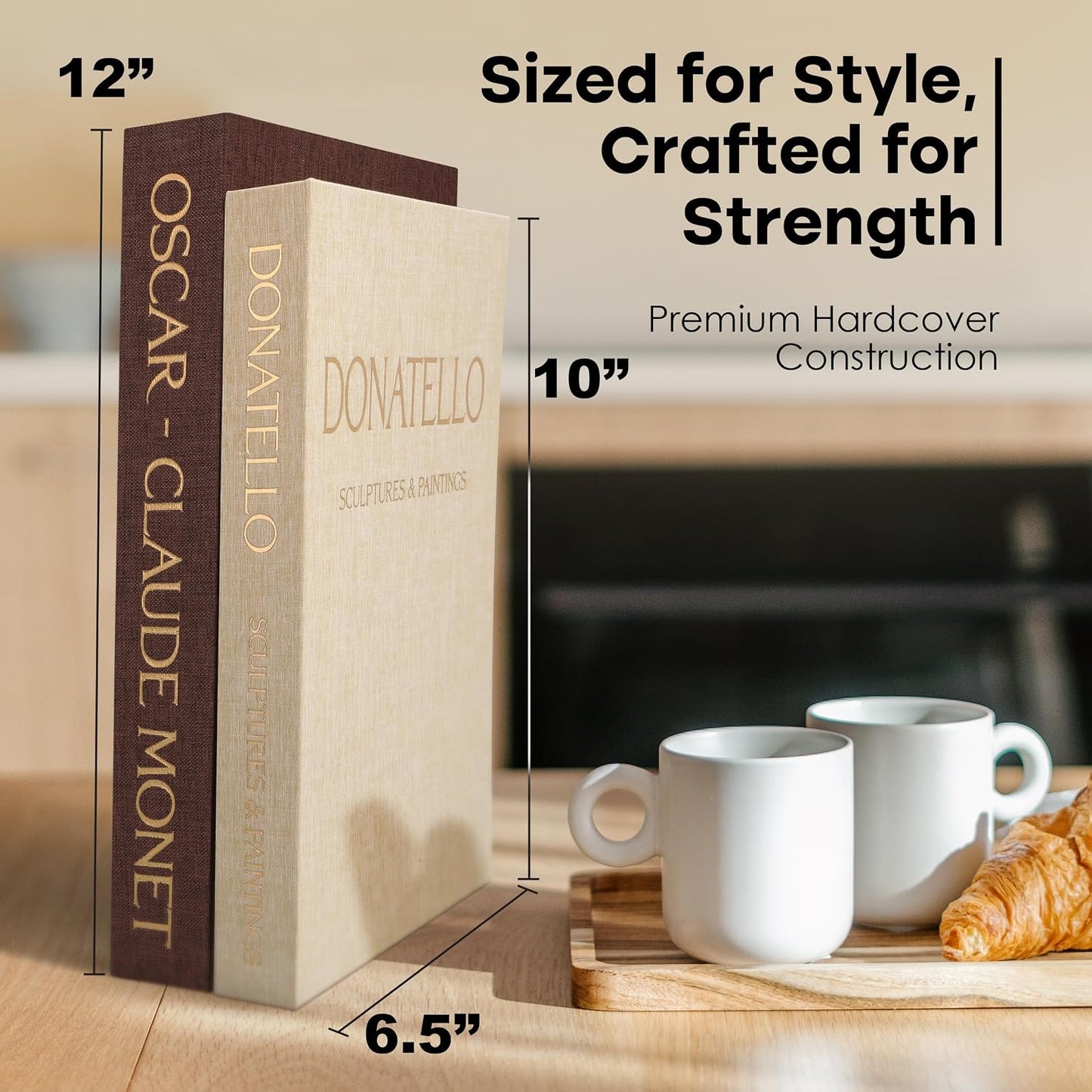 Faux Books for Decoration / Brown - Beige / Set of 2