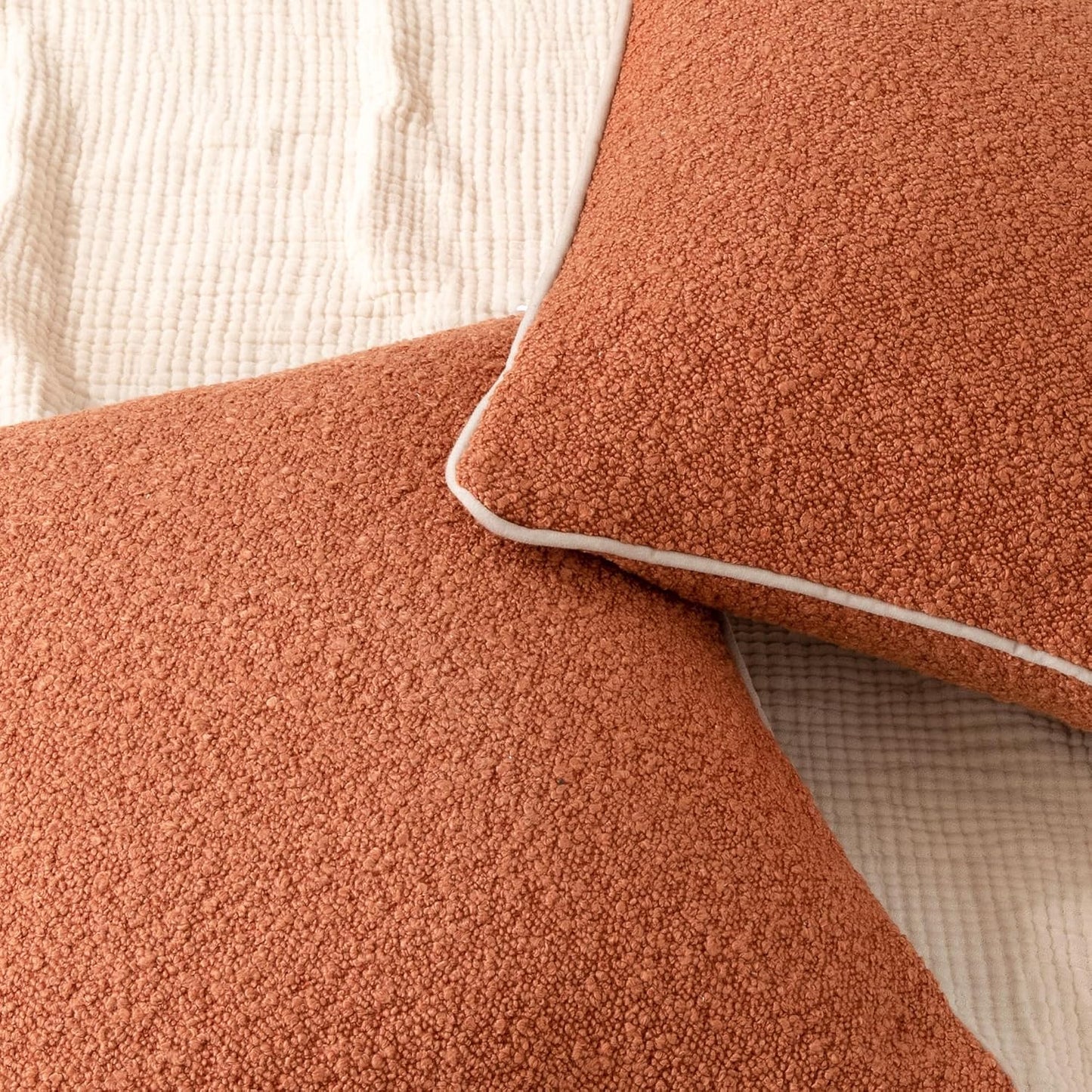 Boucle Throw Pillow Covers / Brown / 24 x 24 / Set of 2