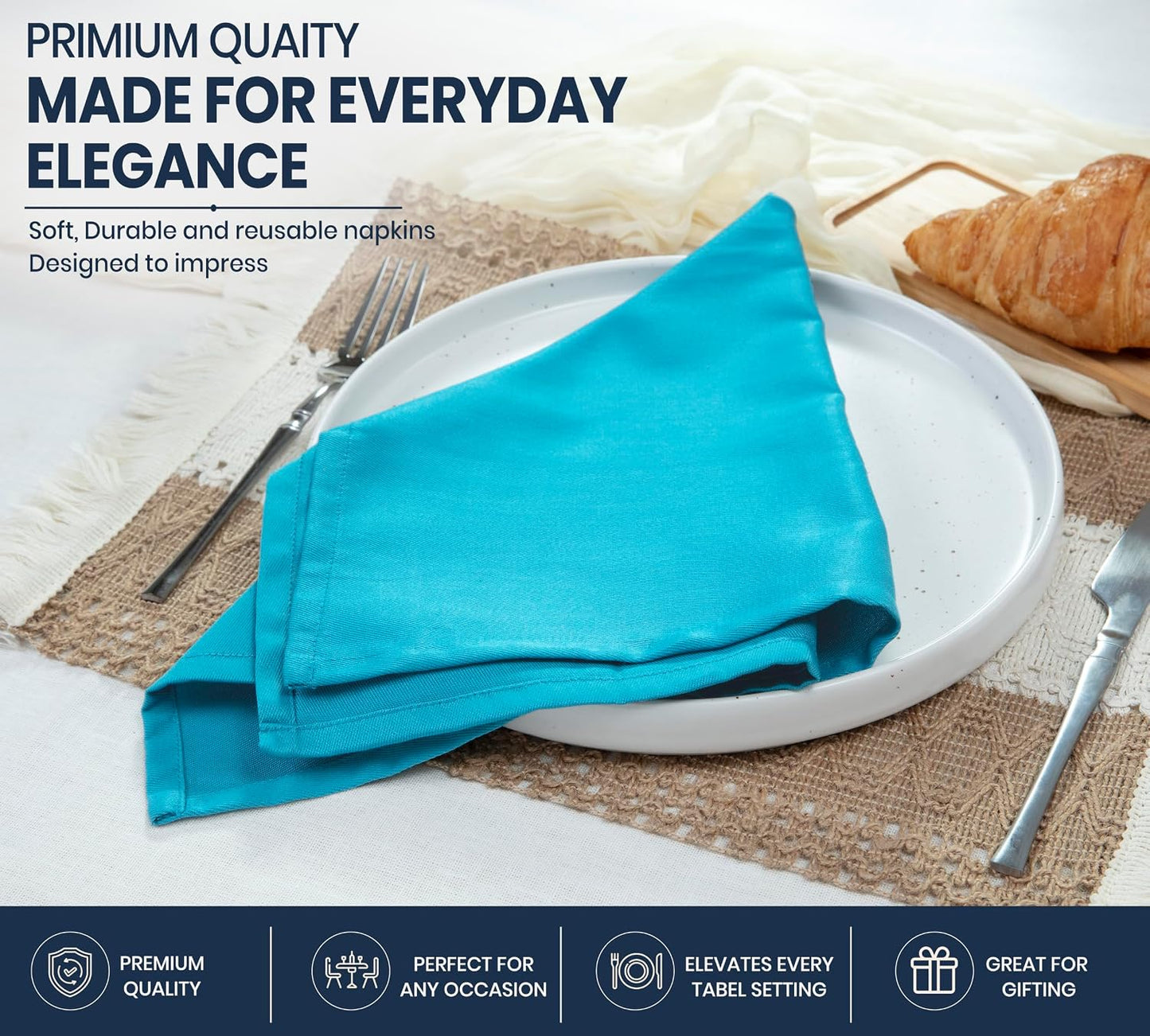 Ruvanti Cloth Napkins Set of 12, Cotton Enrich 18”x18” - Multi Color | Washable, Soft, Durable & Absorbent Everyday