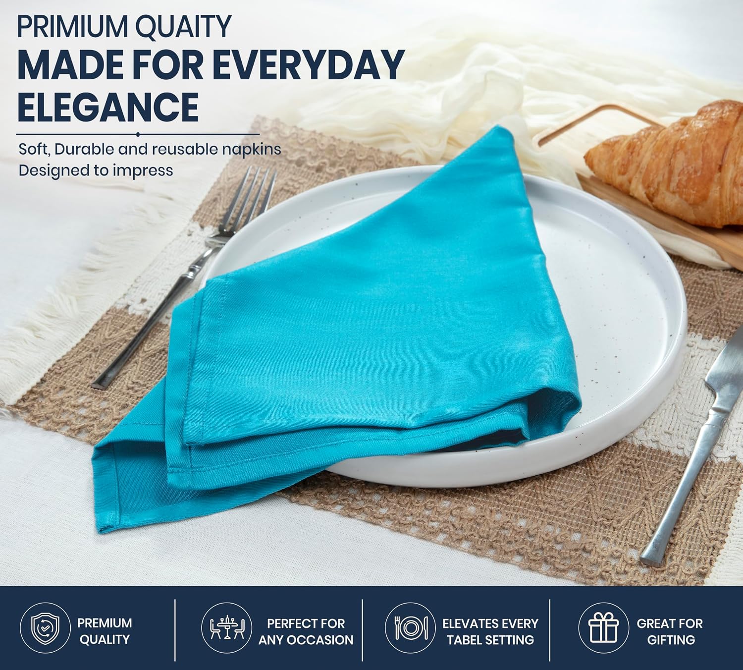 Ruvanti Cloth Napkins Set of 12, Cotton Enrich 18”x18” - Multi Color | Washable, Soft, Durable & Absorbent Everyday