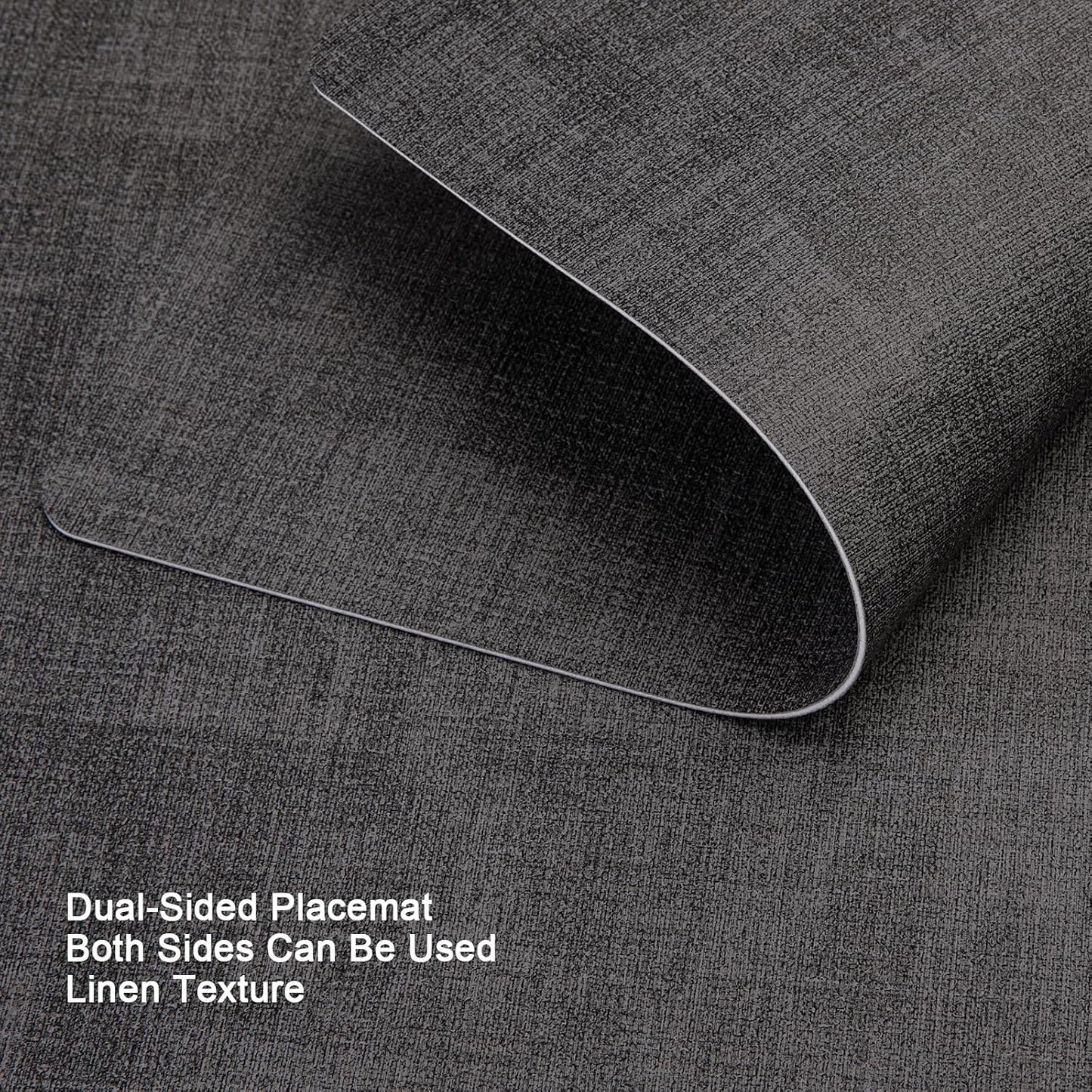 Myir JUN Faux Leather Placemats Set of 6, Dual Sided Waterproof Place Mats | Heat Resistant Wipeable Vinyl Table Mat