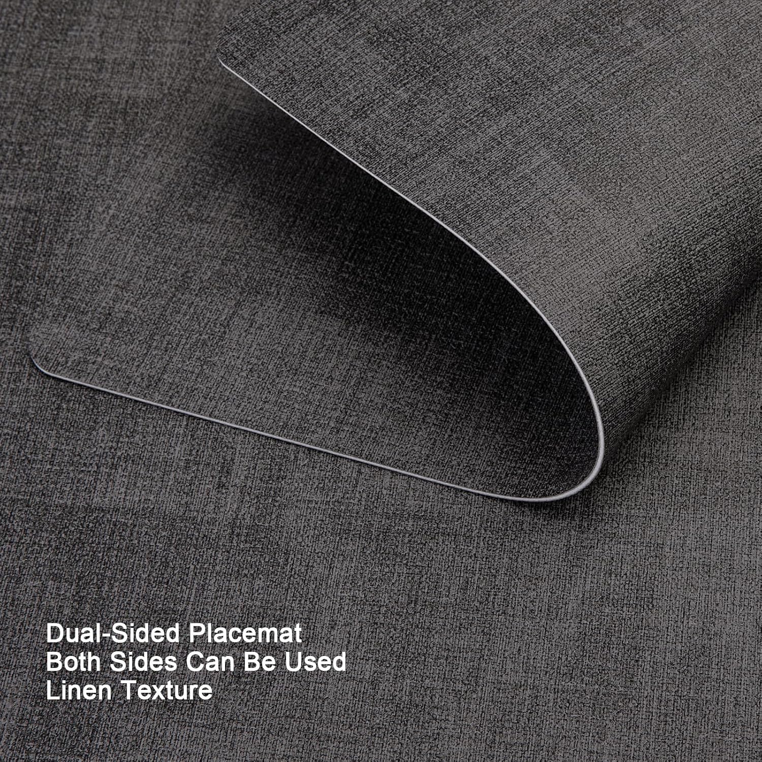 Myir JUN Faux Leather Placemats Set of 6, Dual Sided Waterproof Place Mats | Heat Resistant Wipeable Vinyl Table Mat