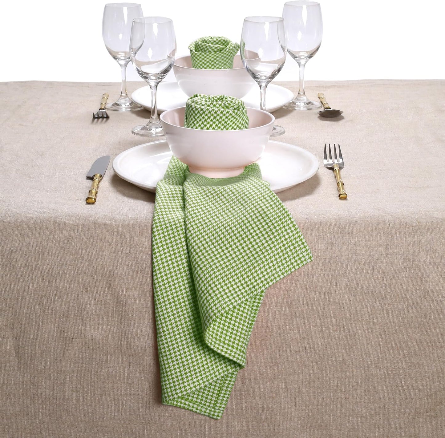 Native Fab Easter Cloth Napkins Set of 12 - Houndstooth Pattern - 100% Cotton Bulk Spring Table Linens - 18x18 Inches