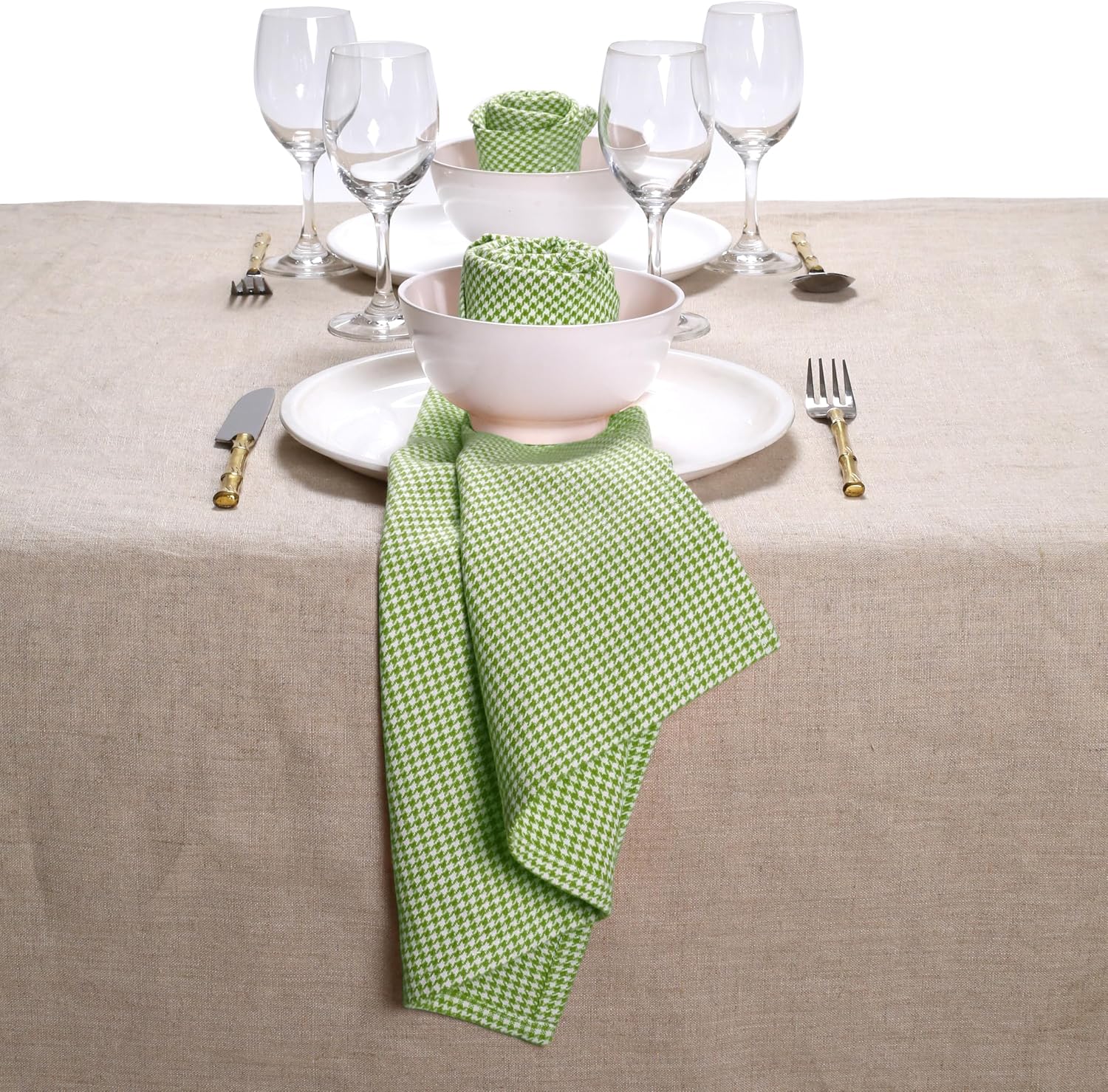 Native Fab Easter Cloth Napkins Set of 12 - Houndstooth Pattern - 100% Cotton Bulk Spring Table Linens - 18x18 Inches