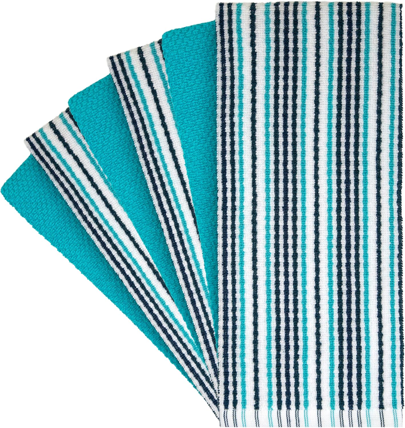 Bumble Kitchen Towels 6 Pack 100% Cotton 16"x26" - Aqua | 430 GSM Soft Kitchen Hand Towels with Hanging Loop, Highly