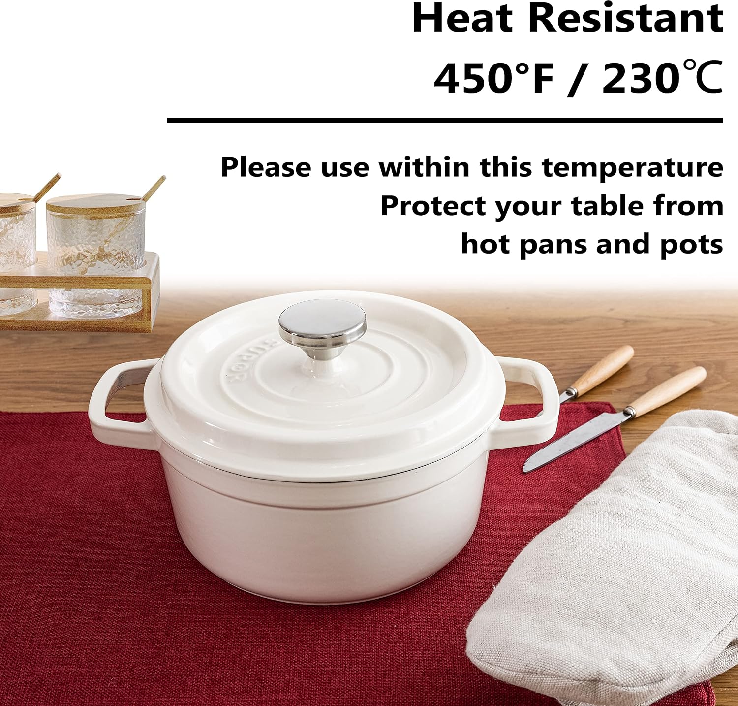 Home Brilliant Placemats Set of 6 Red Place Mats Decoration Heat Resistant Dining Table Place Mats Machine Washable