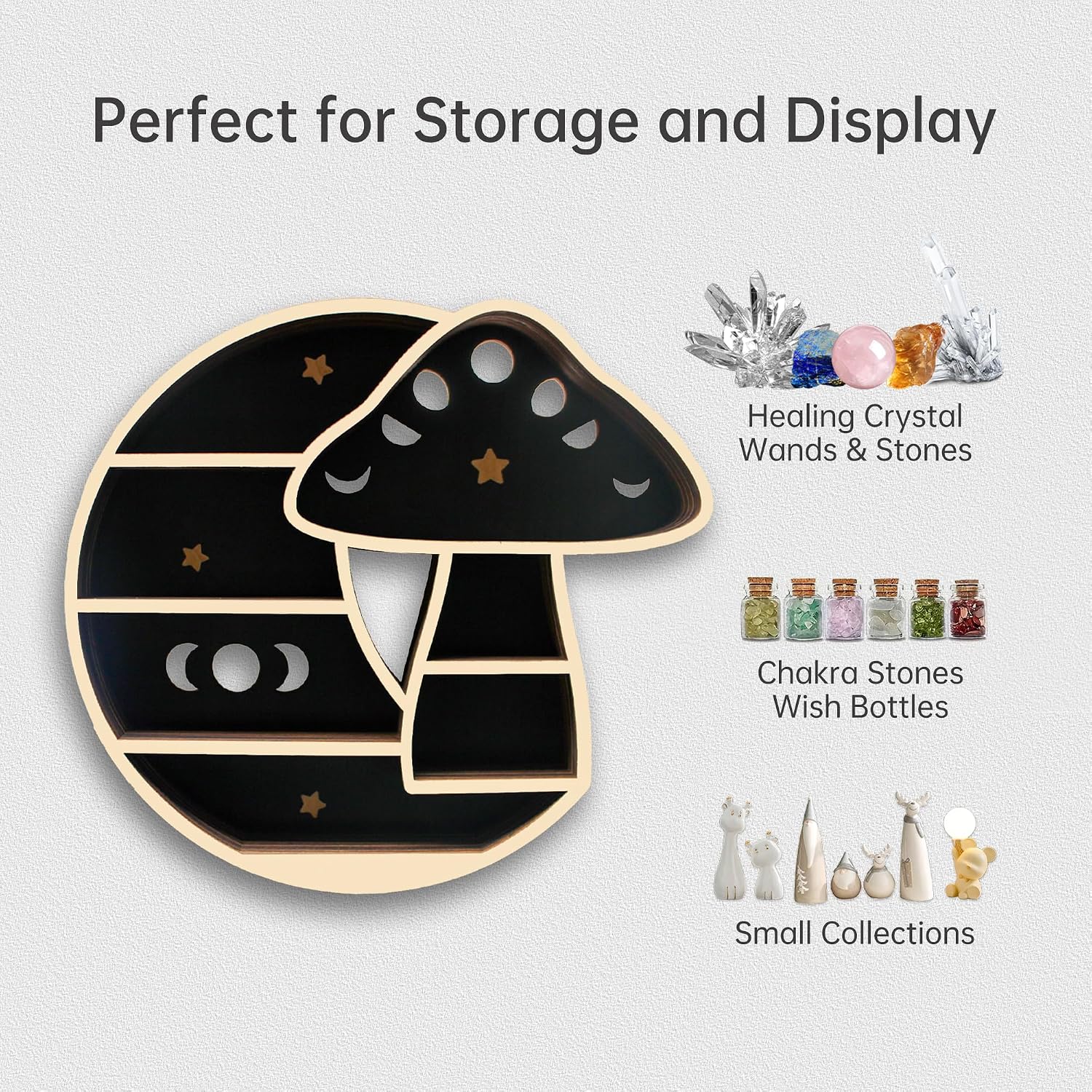 Wooden Mushroom Floating Shelves / Mushroom & Moon