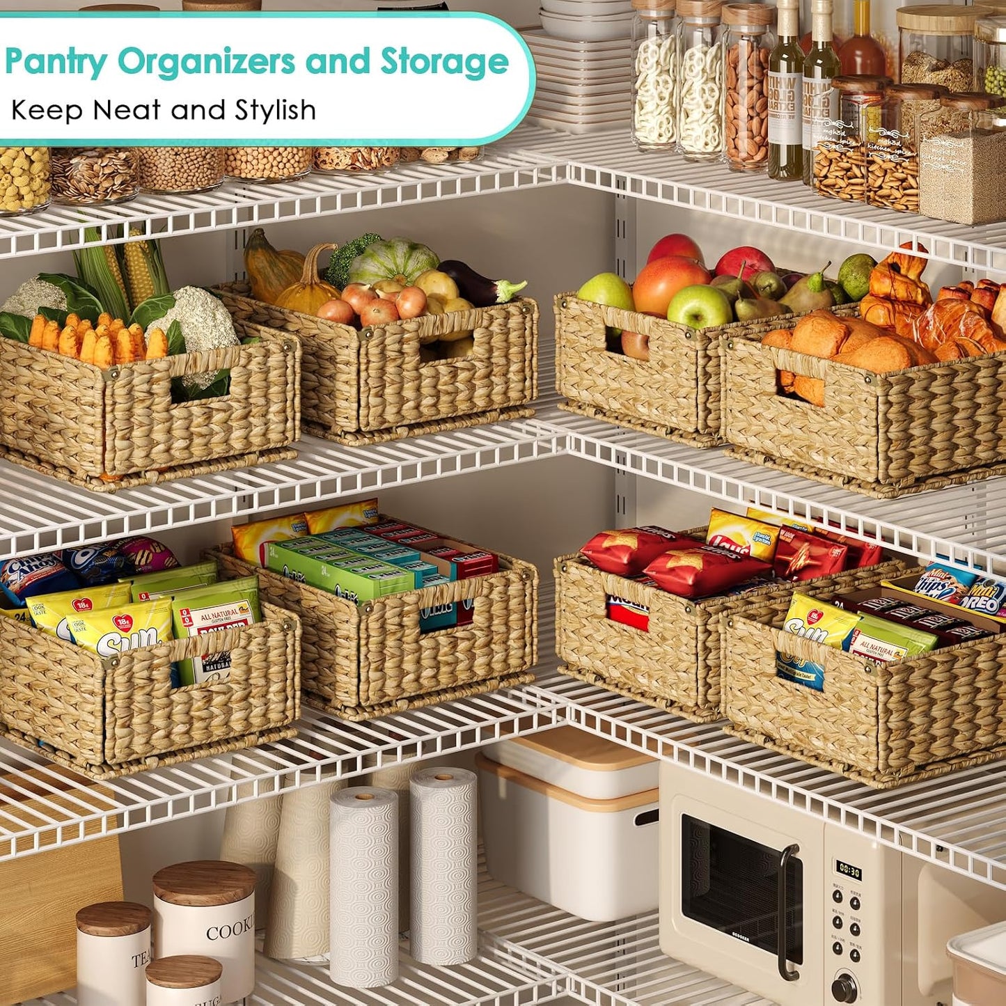Pantry Wicker Storage Baskets / Set of 4