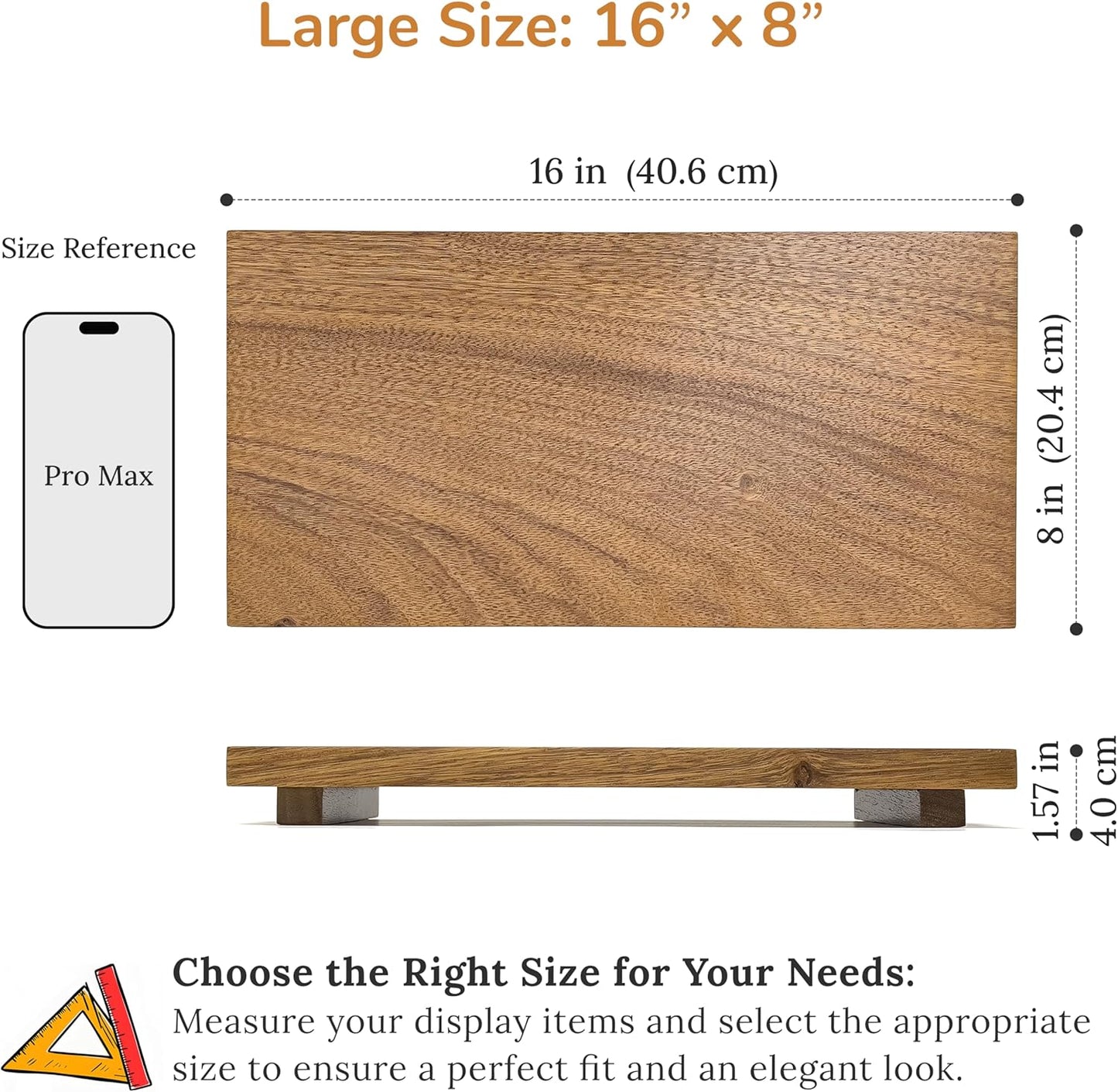 16" Acacia Wood Riser Pedestal Stand / 16 x 8 / Large
