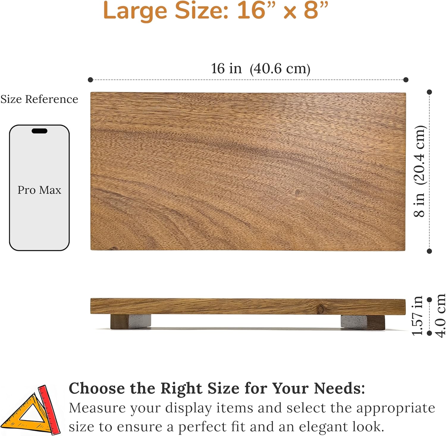 16" Acacia Wood Riser Pedestal Stand / 16 x 8 / Large
