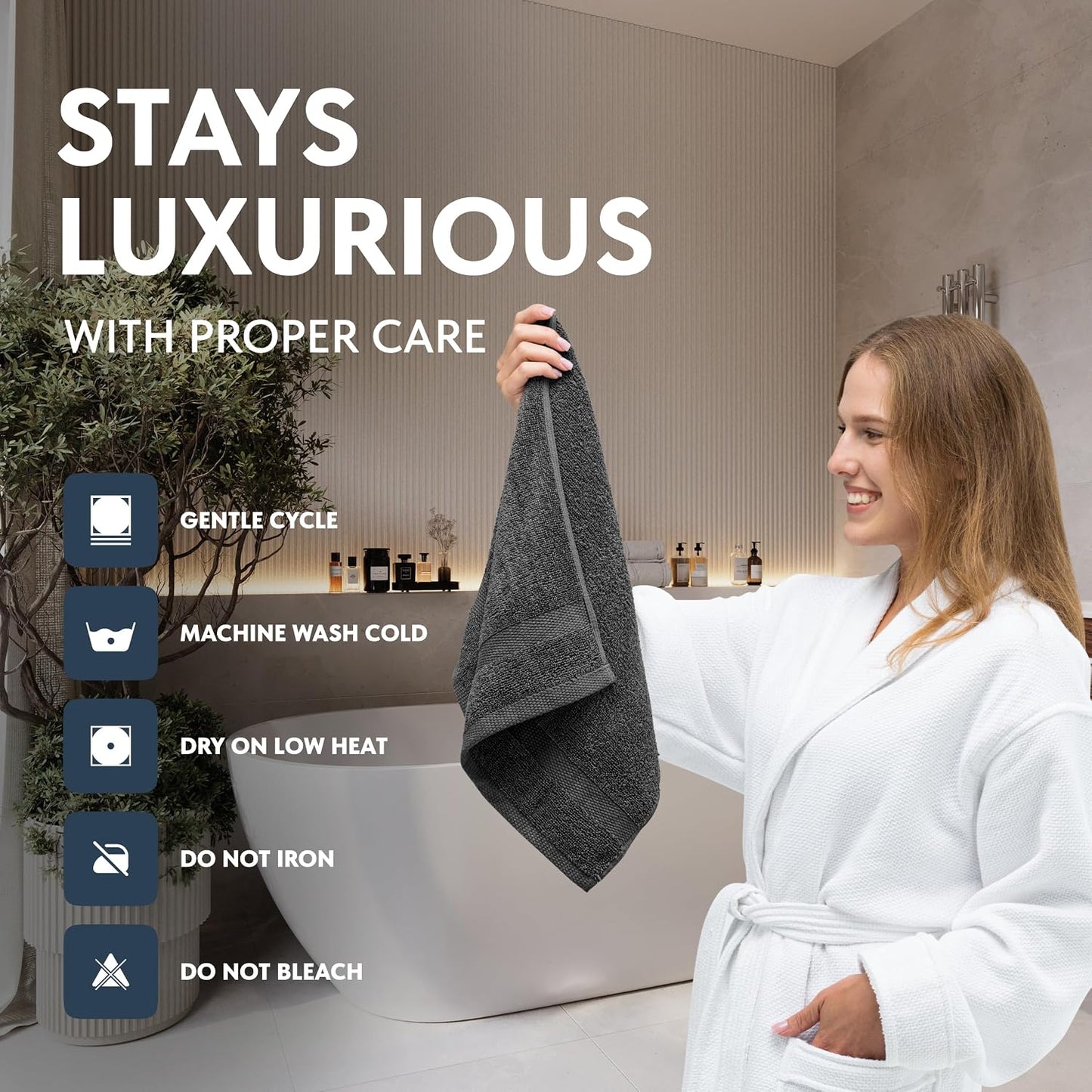 White Classic Luxury Charcoal Hand Towels - Soft 100% Turkish Cotton | Highly Absorbent Hotel spa Bathroom Towel